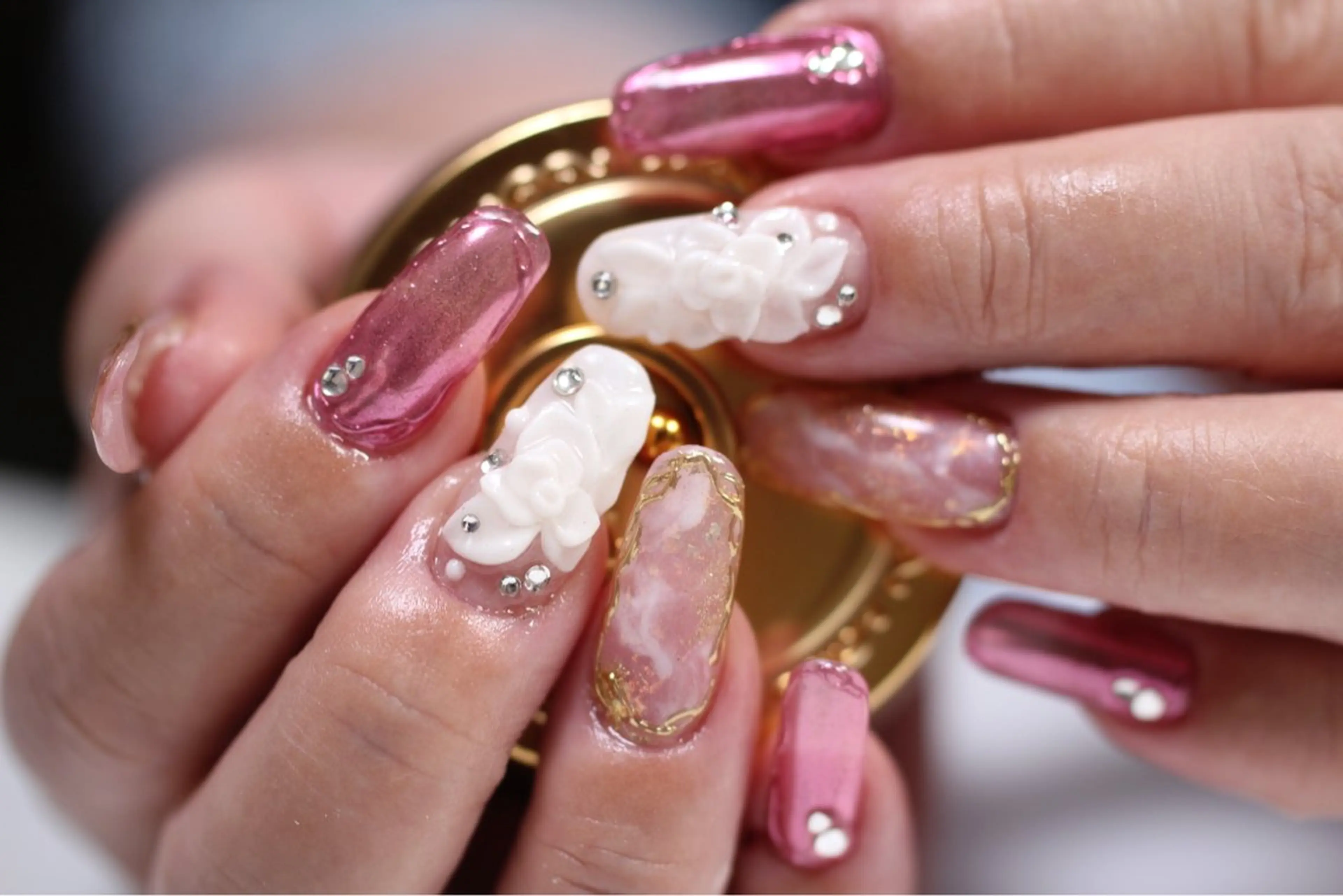 ネイル 大理石ネイル(マーブル) ミラーネイル スカルプネイル しみ えんのネイルデザイン