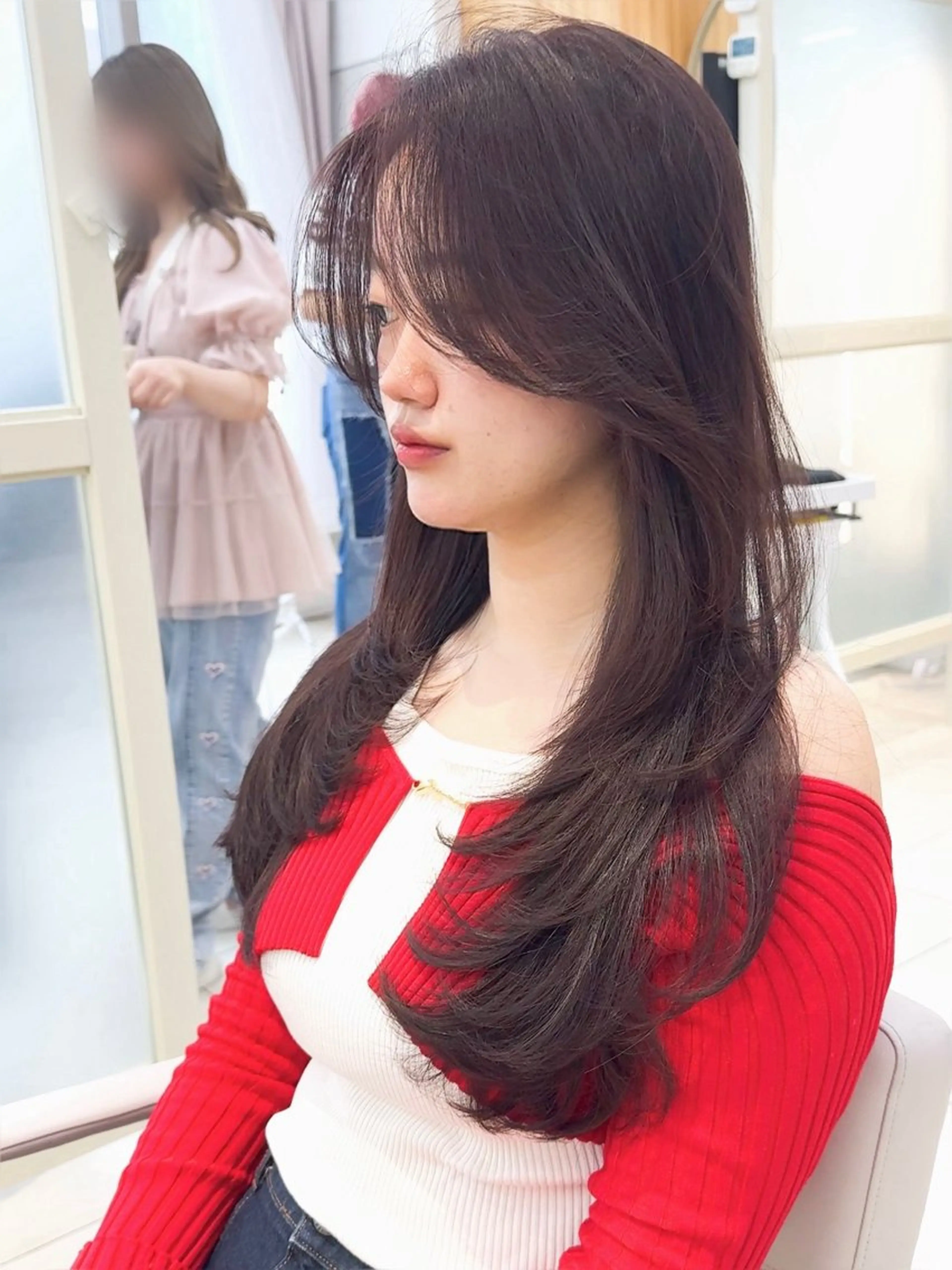 ロング レイヤーカット カット ヘアカラー トリートメント 韓国くびれレイヤー 🇰🇷はづきのヘアスタイル