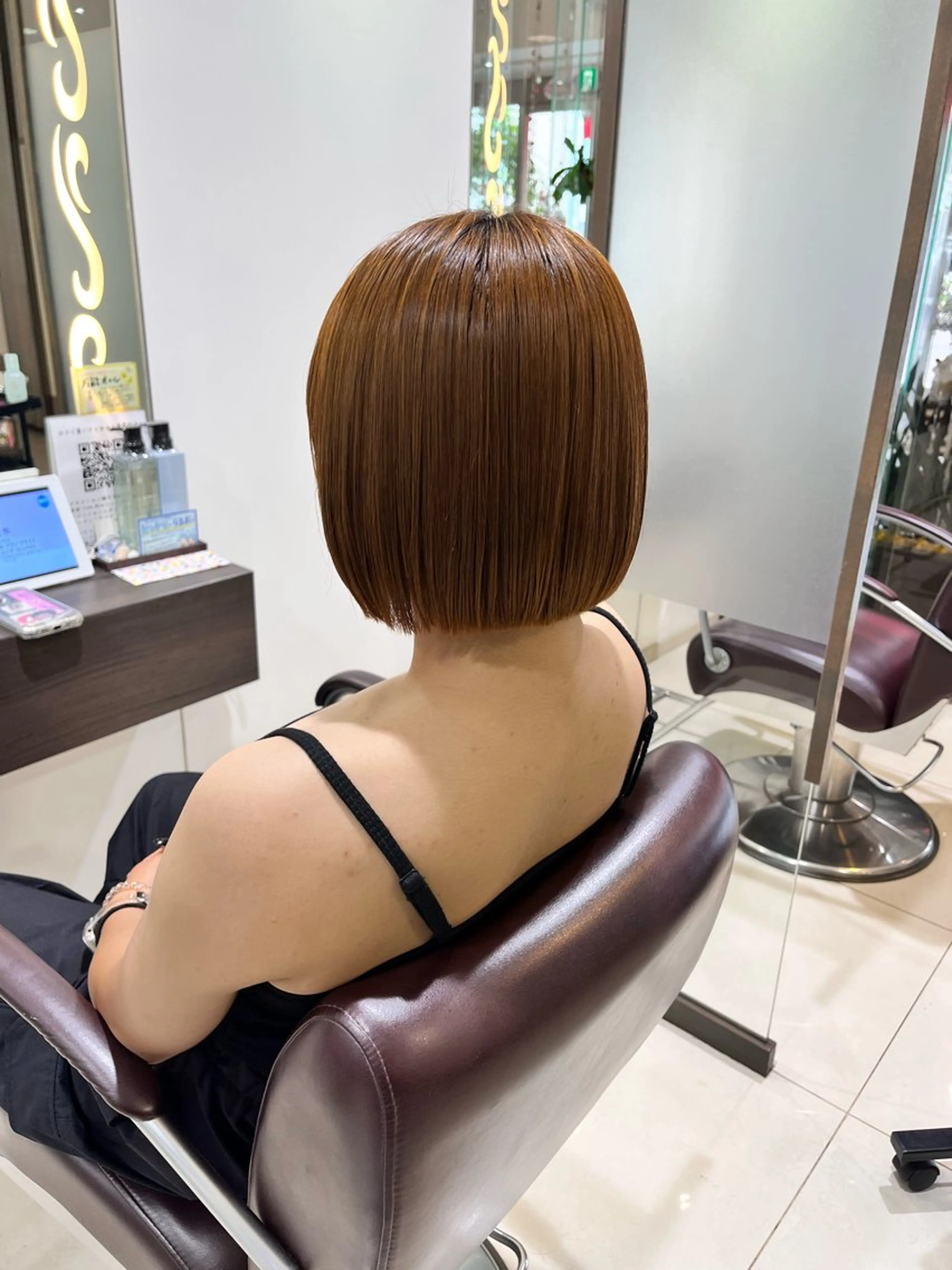 ショート ボブ 縮毛矯正 カット 縮毛矯正 トリートメント ぷつっとボブ/ちゅる ピンク/mika☆のヘアスタイル