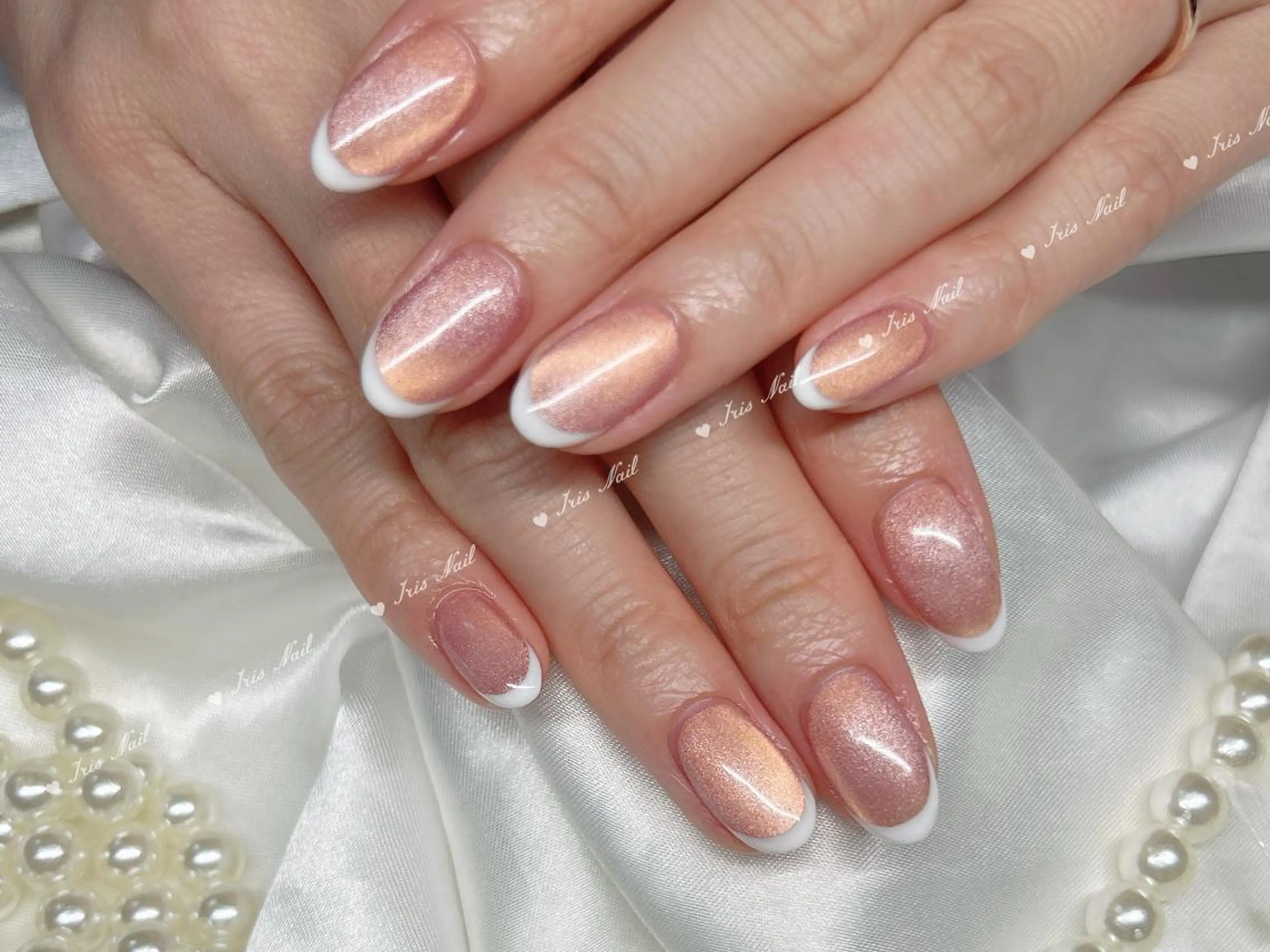 ネイル フレンチネイル キラキラネイル マグネットネイル ハンドネイル ハンドケア 🍒IRIS Nail🌸のネイルデザイン