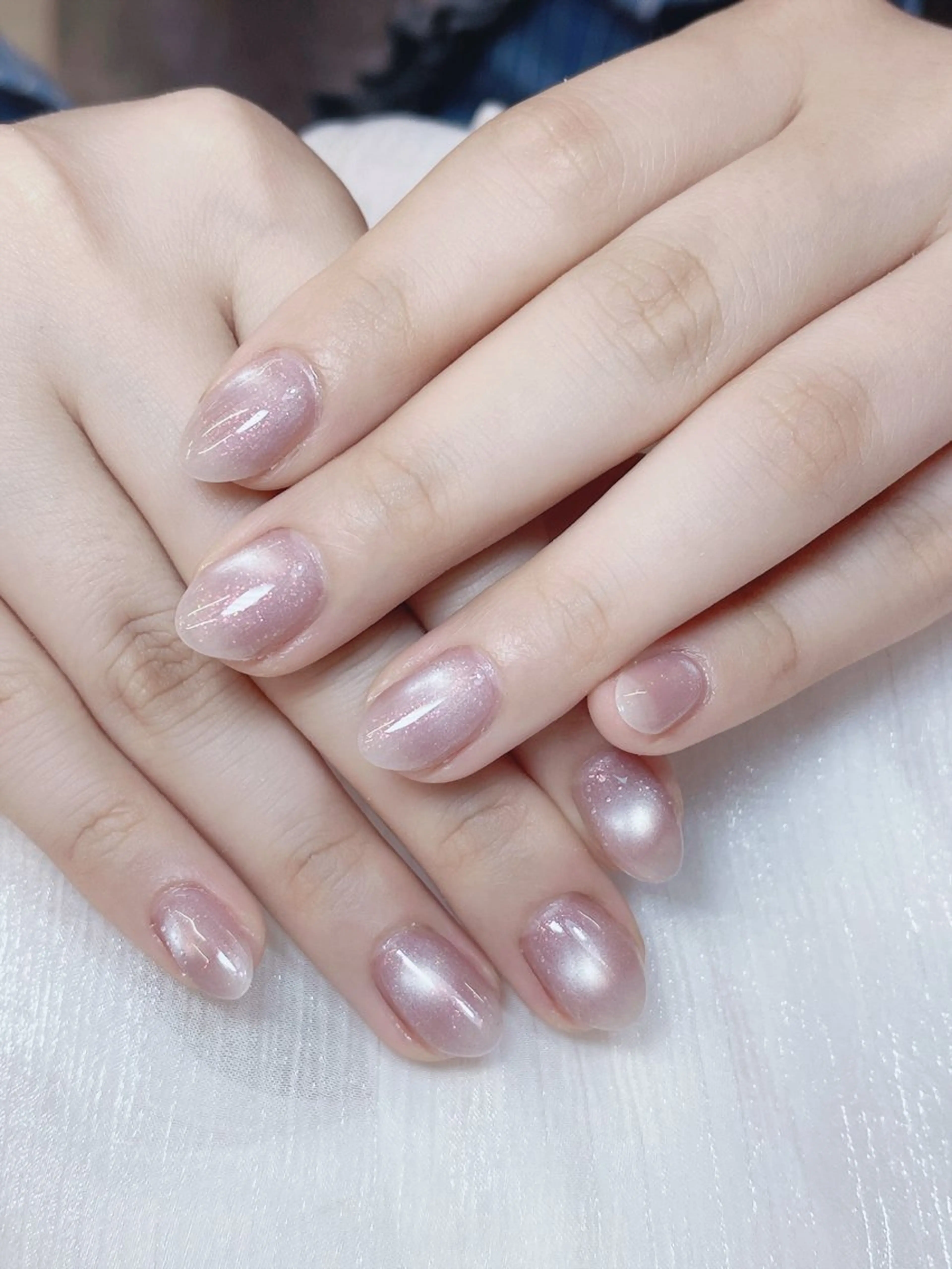 ネイル チークネイル フレンチネイル グラデーション キラキラネイル 韓国ネイル ハンドネイル DUO   MI nail salonのネイルデザイン