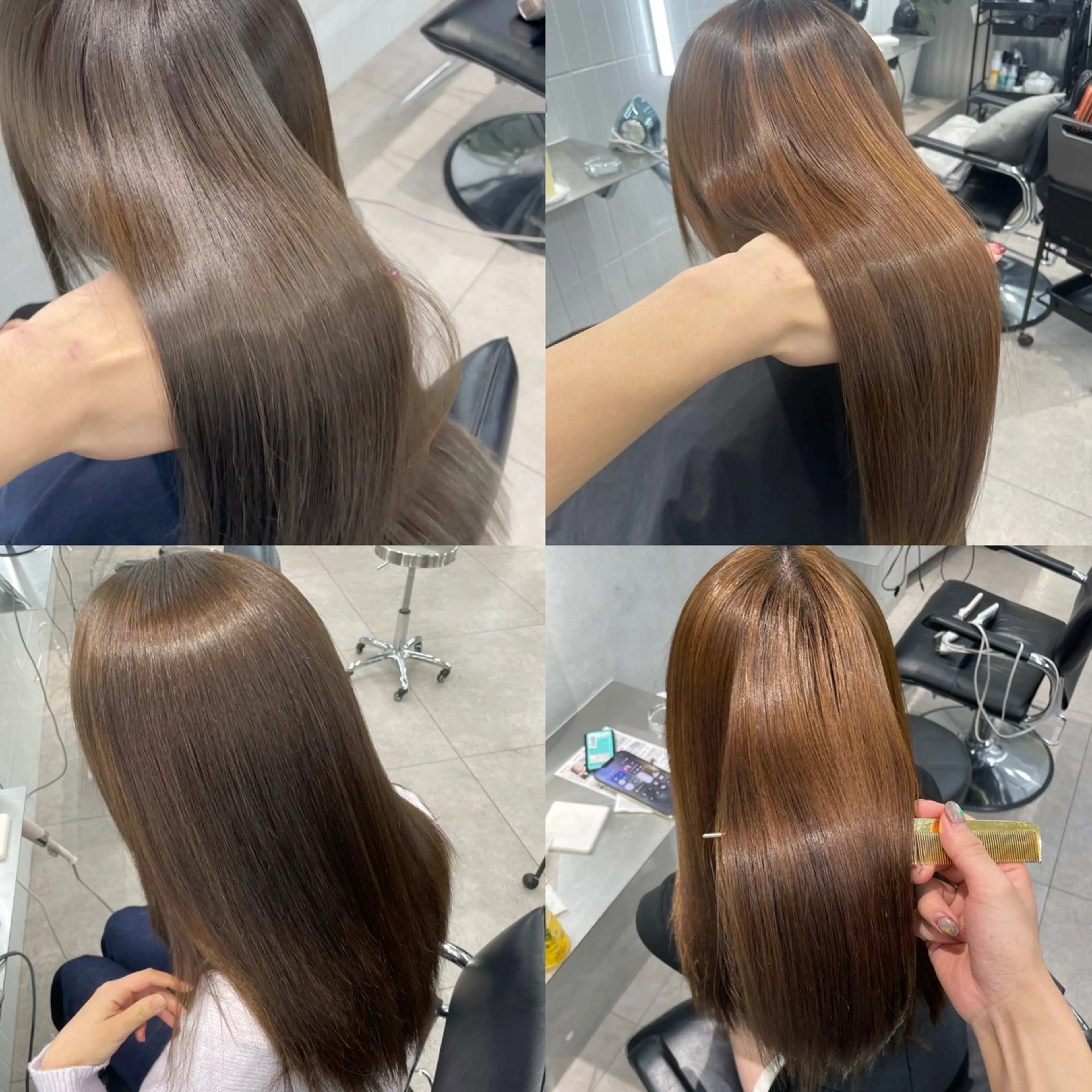 ロング カラー パーマ ケアカラー 髪質改善 ストレートパーマ ヘアカラー 縮毛矯正 トリートメント 表参道/ハイライト バレイヤージュのヘアスタイル