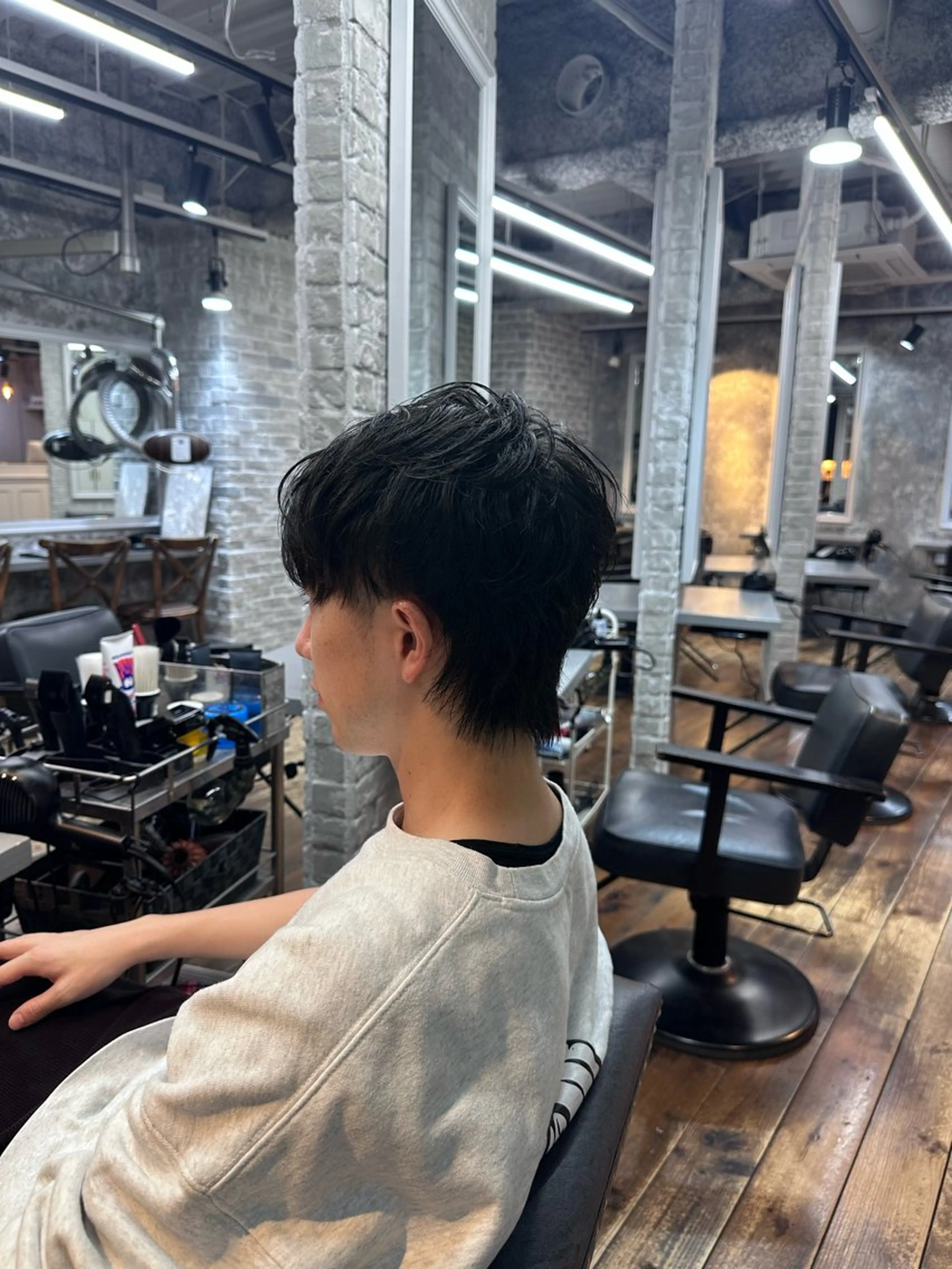 ショート メンズ 🩵つなぎショート✨ パーマスタイル みくのヘアスタイル