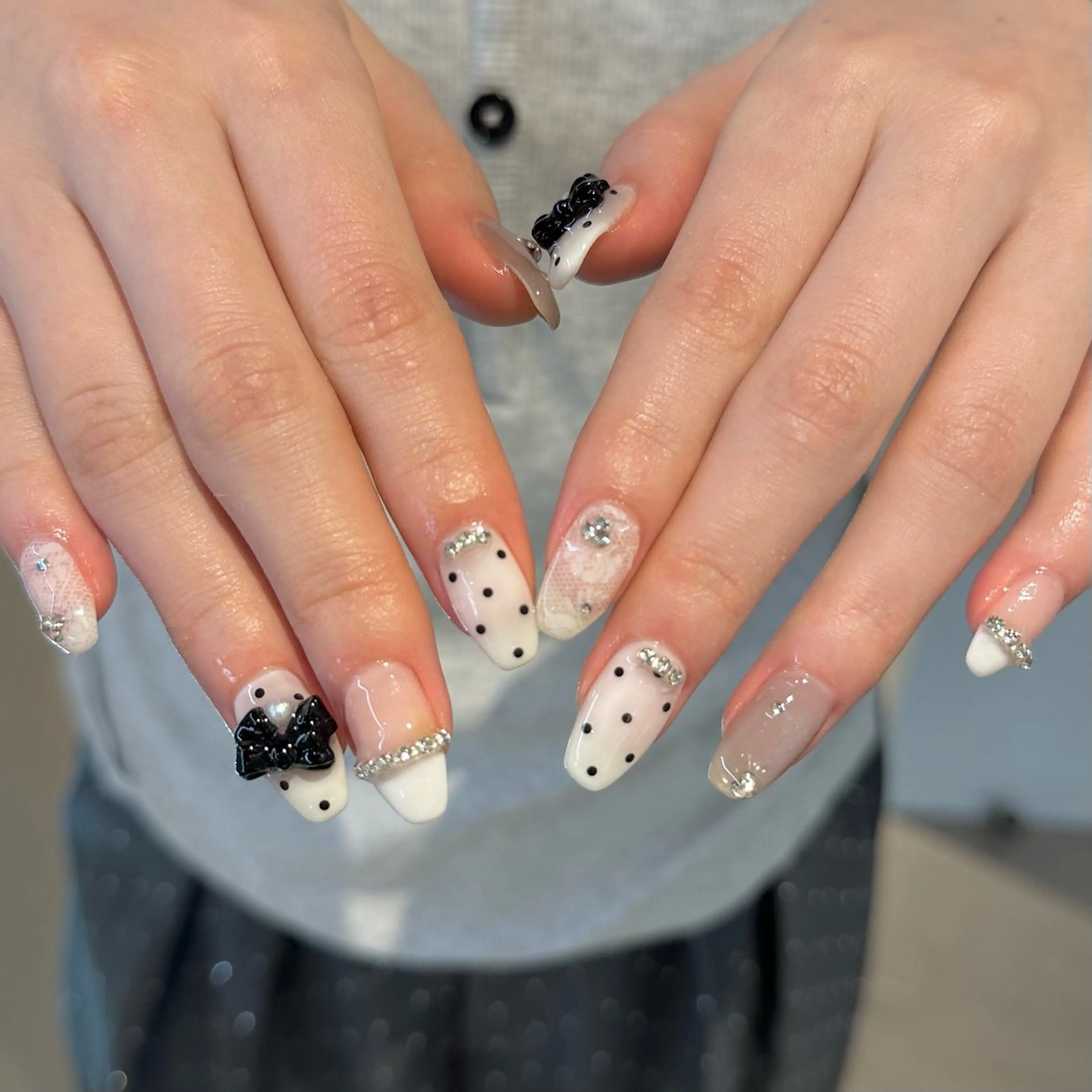 ネイル ドット フラワーネイル ジェルネイル 韓国ネイル レース ハンドネイル fukuyasu rikaのネイルデザイン