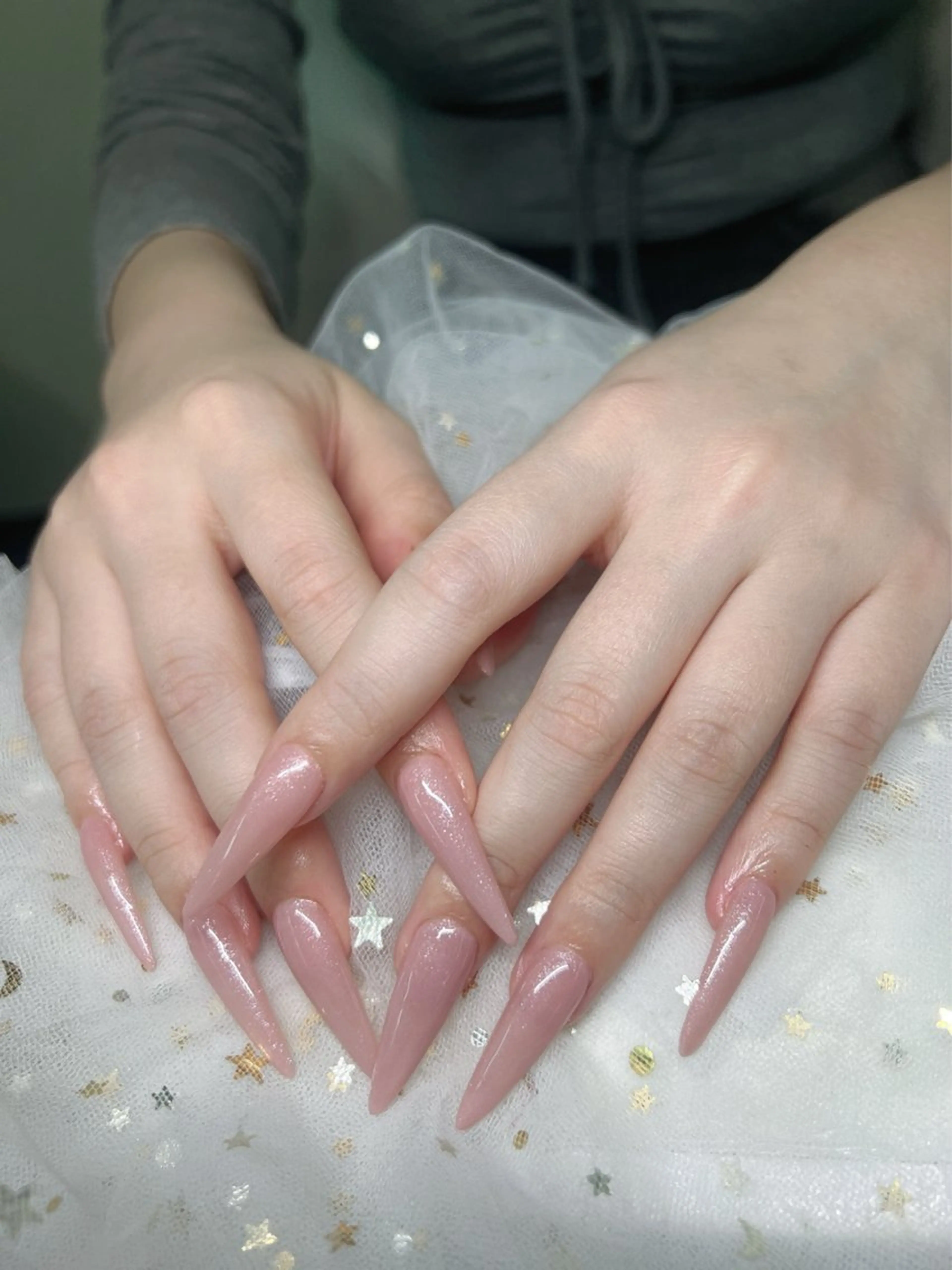 ネイル チークネイル 長さ出し ガーリー 韓国ネイル マグネットネイル Gappogappo 中野ネイル所属・Junn Nailのネイルデザイン