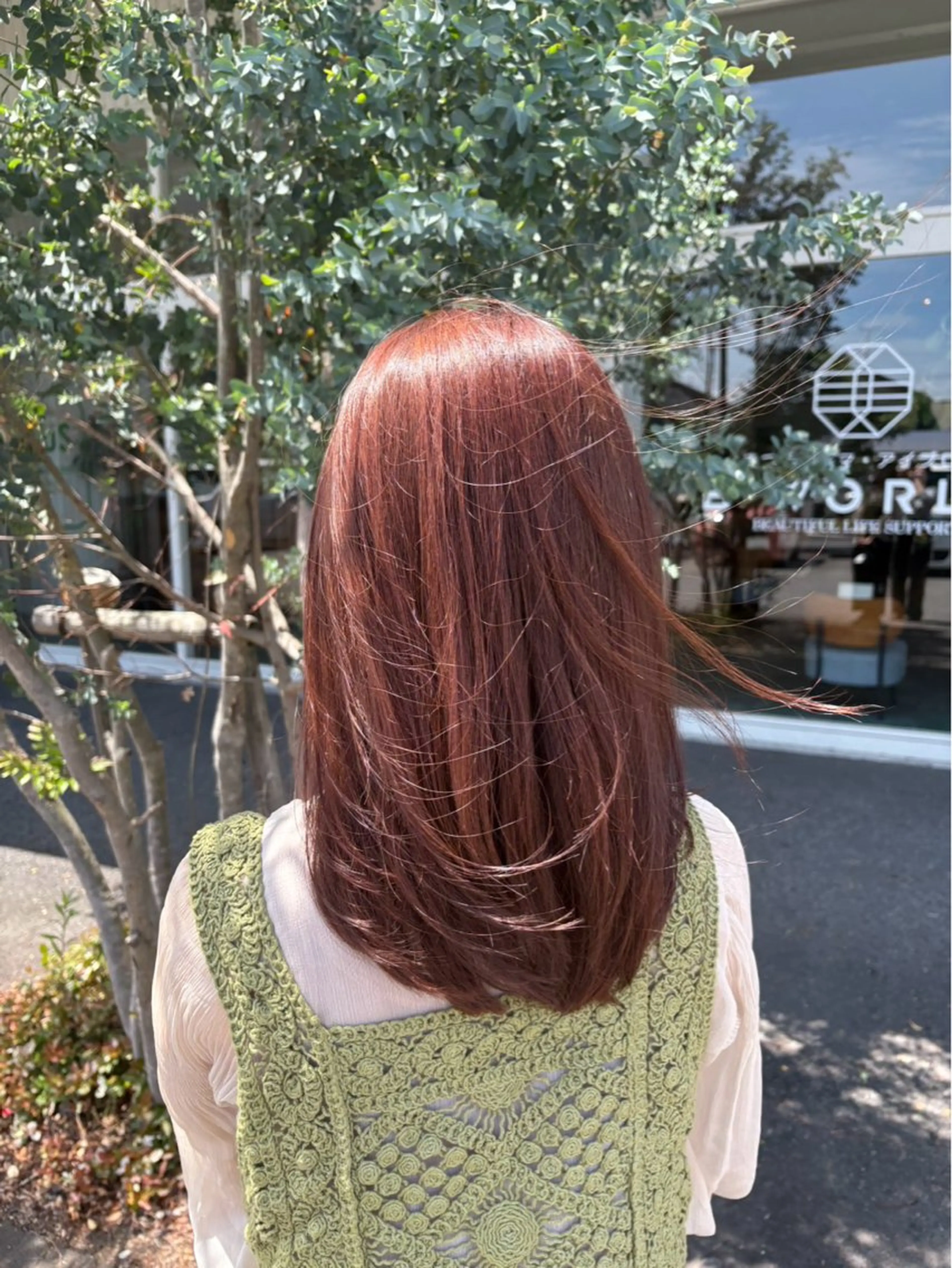 セミロング カラー ピンクカラー カット ヘアカラー 高橋 乙葉のヘアスタイル