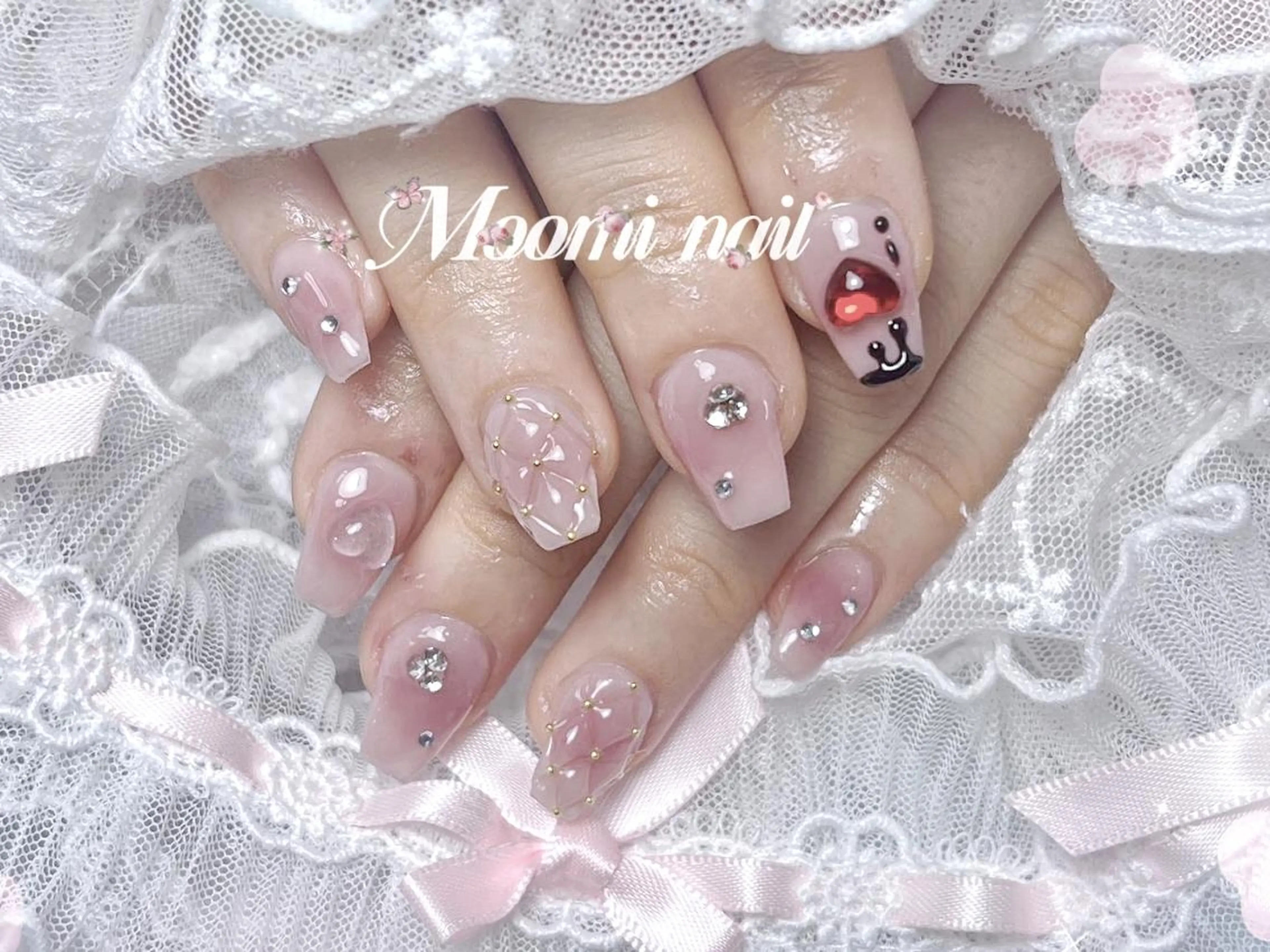 ネイル アートネイル 成人式 長さ出し フットネイル フレンチネイル ハンドネイル moomi nail スカルプ専門のネイルデザイン