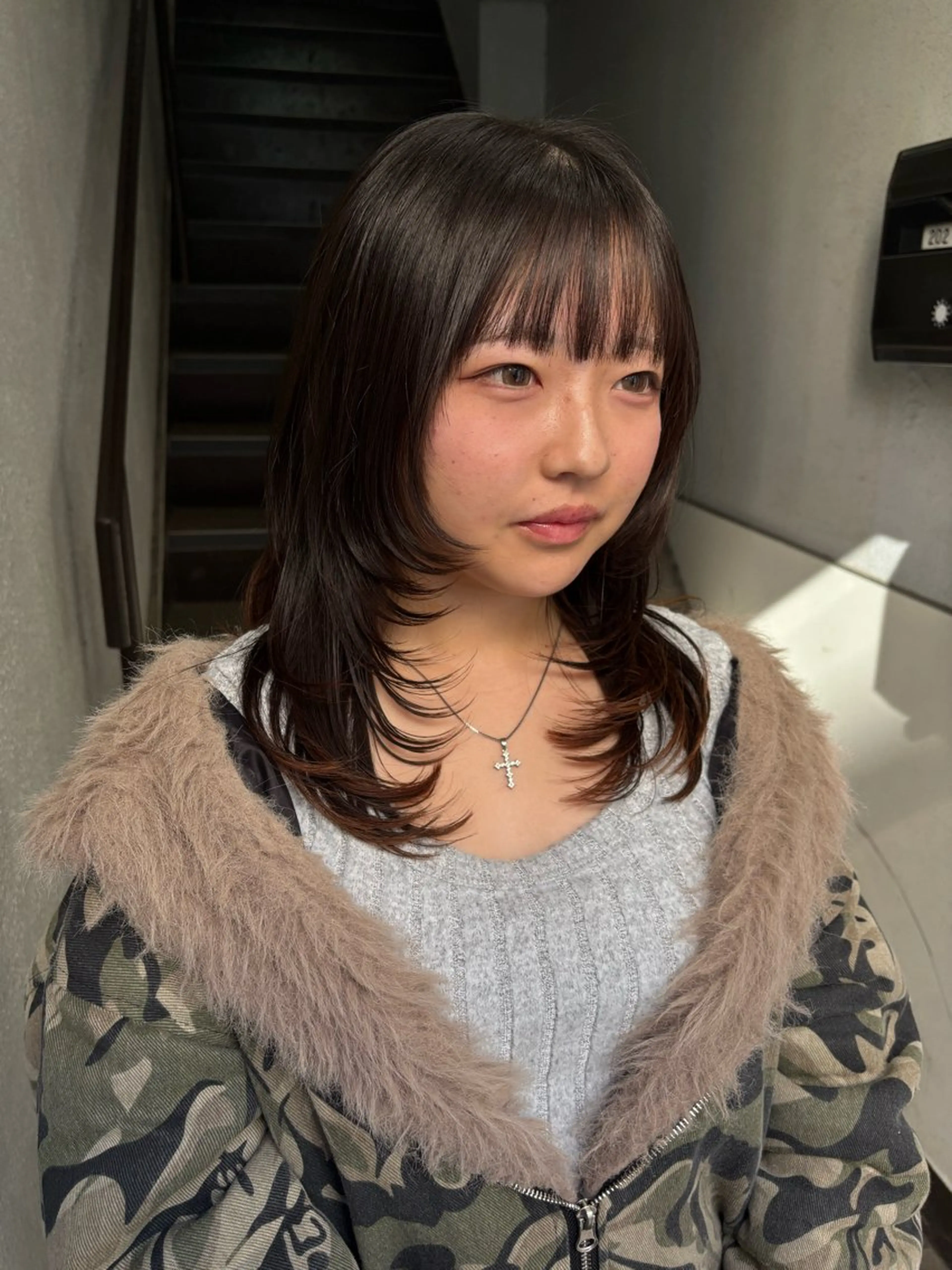 ミディアム レイヤーカット カット レイヤー/ベージュ/ Yurika🐝🤎のヘアスタイル