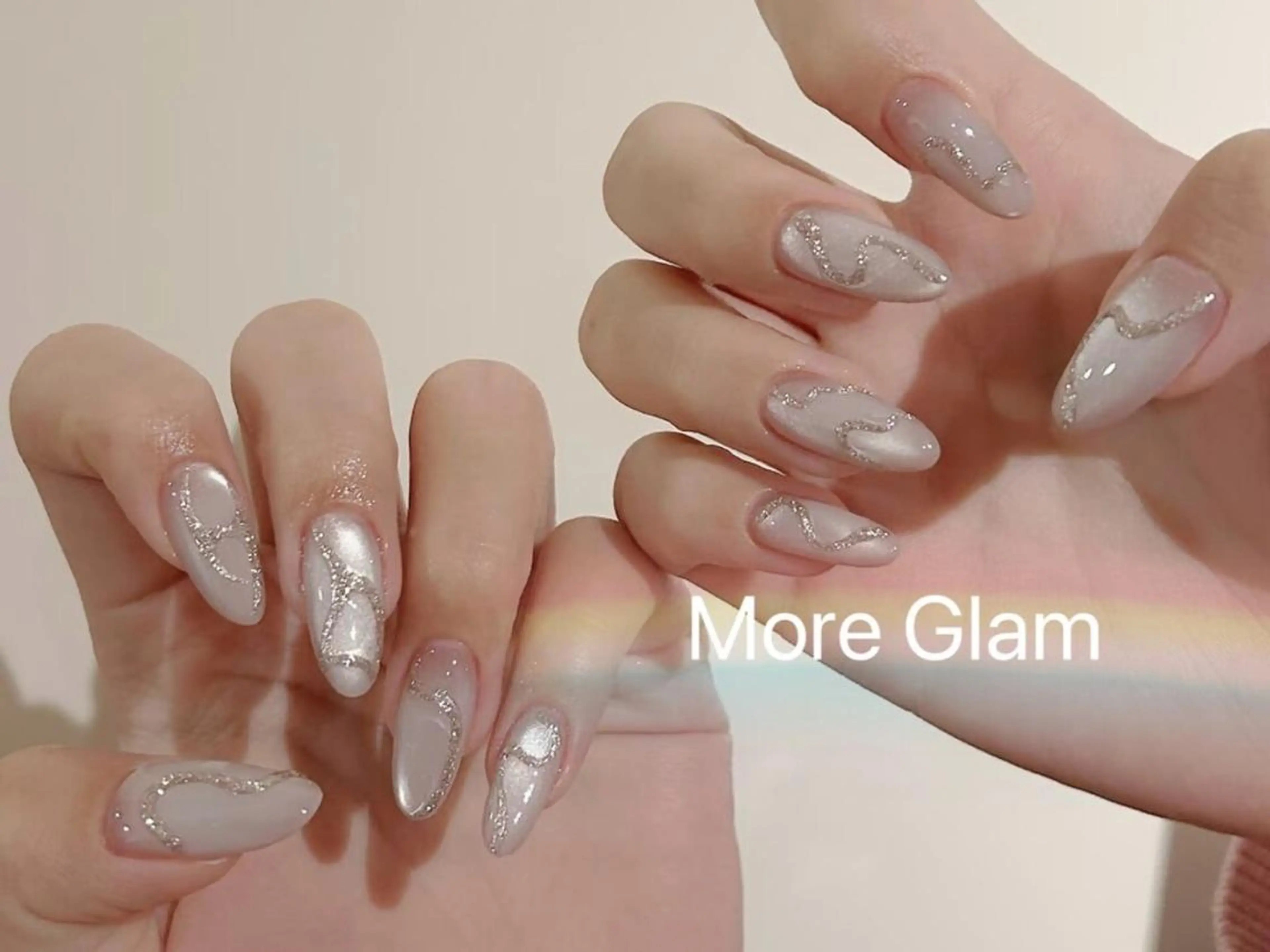 ネイル 長さ出し フットネイル フレンチネイル ジェルネイル ガラスフレンチ MoreGlam ネイルのネイルデザイン