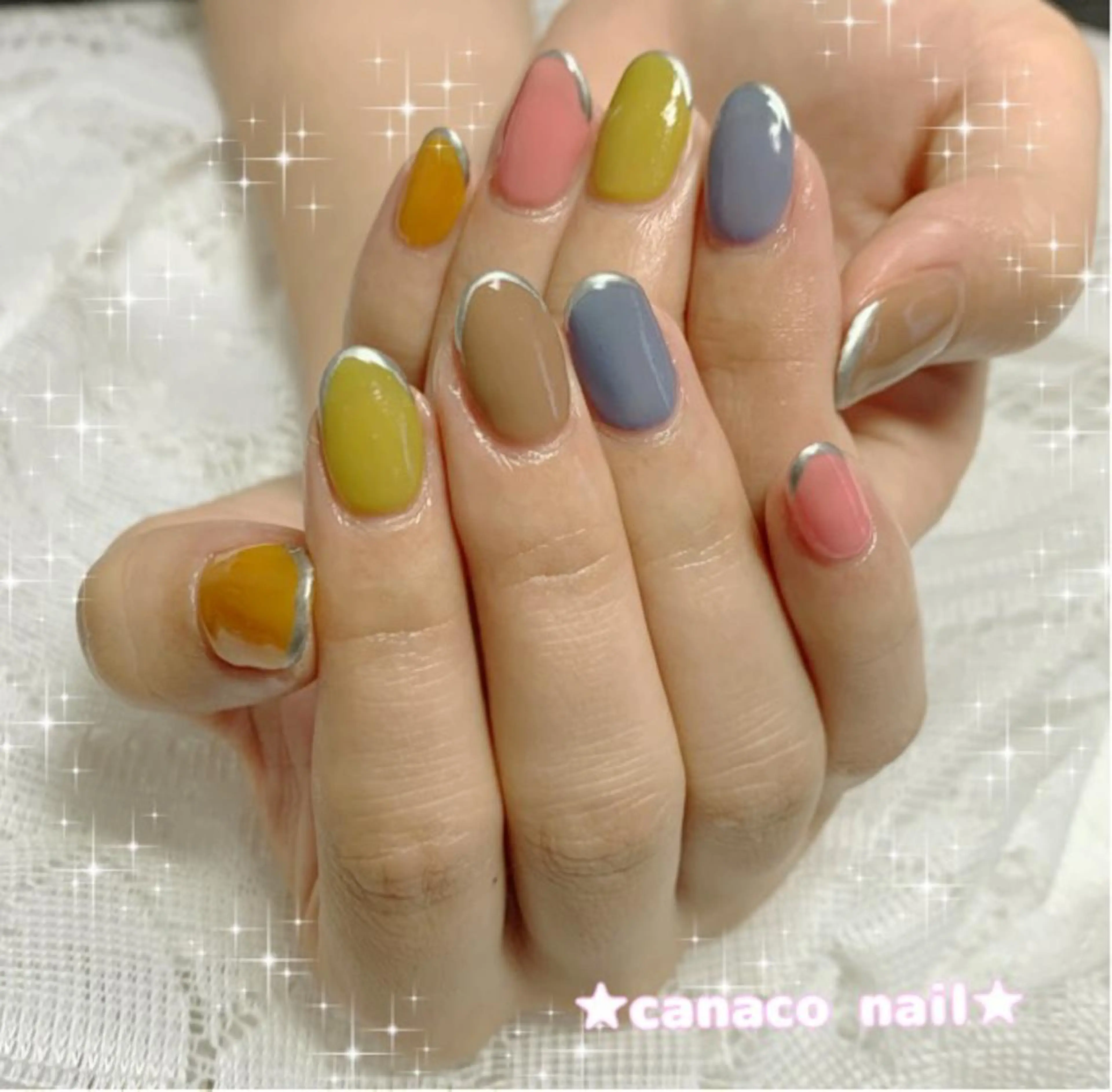 ネイル アートネイル ジェルネイル パラジェル シルバー シンプルネイル ハンドネイル ハンドケア ベテランネイル cnc  nailのネイルデザイン
