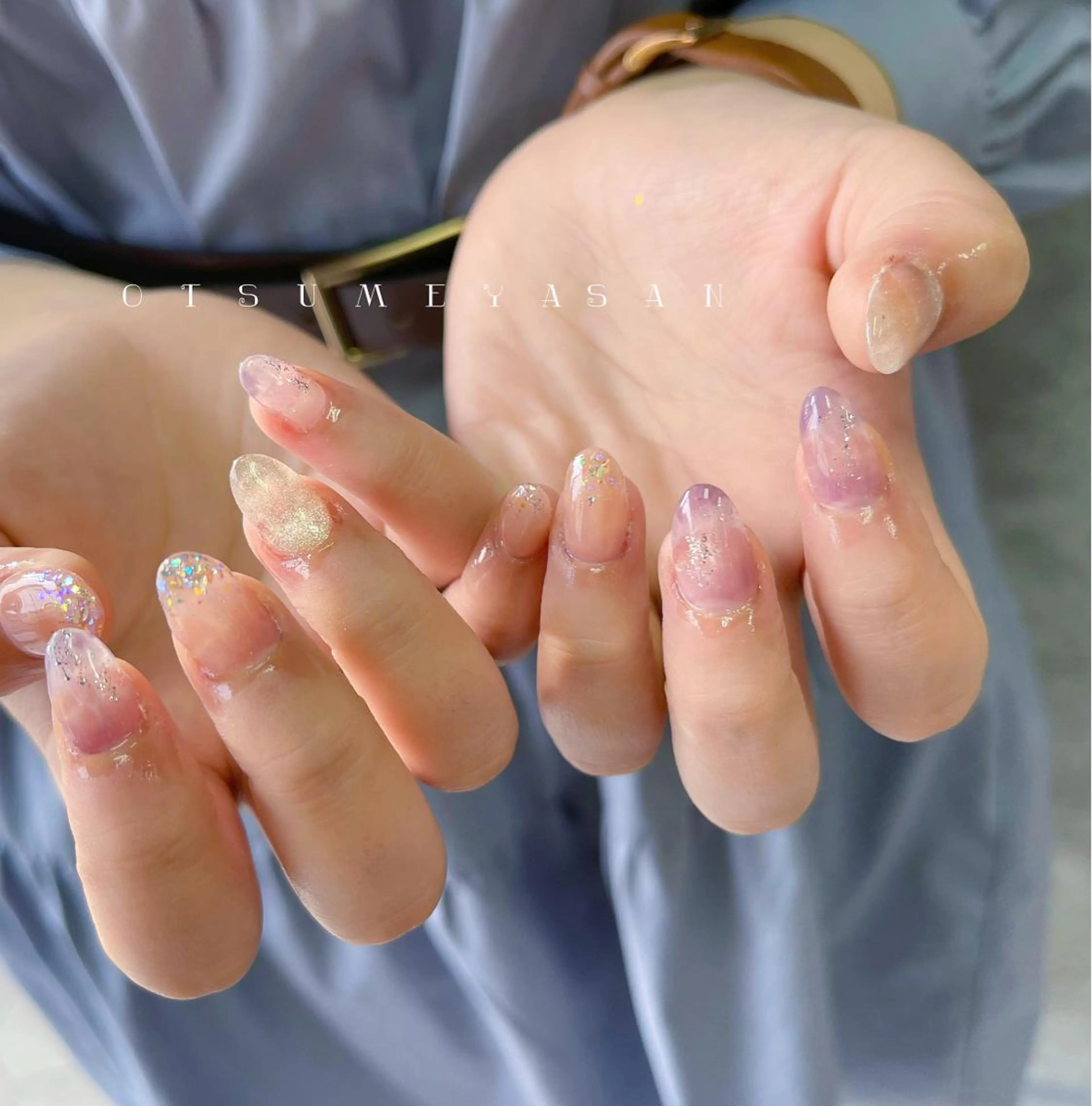 セミロング ネイル クリアネイル わたなべ ちかのネイルデザイン