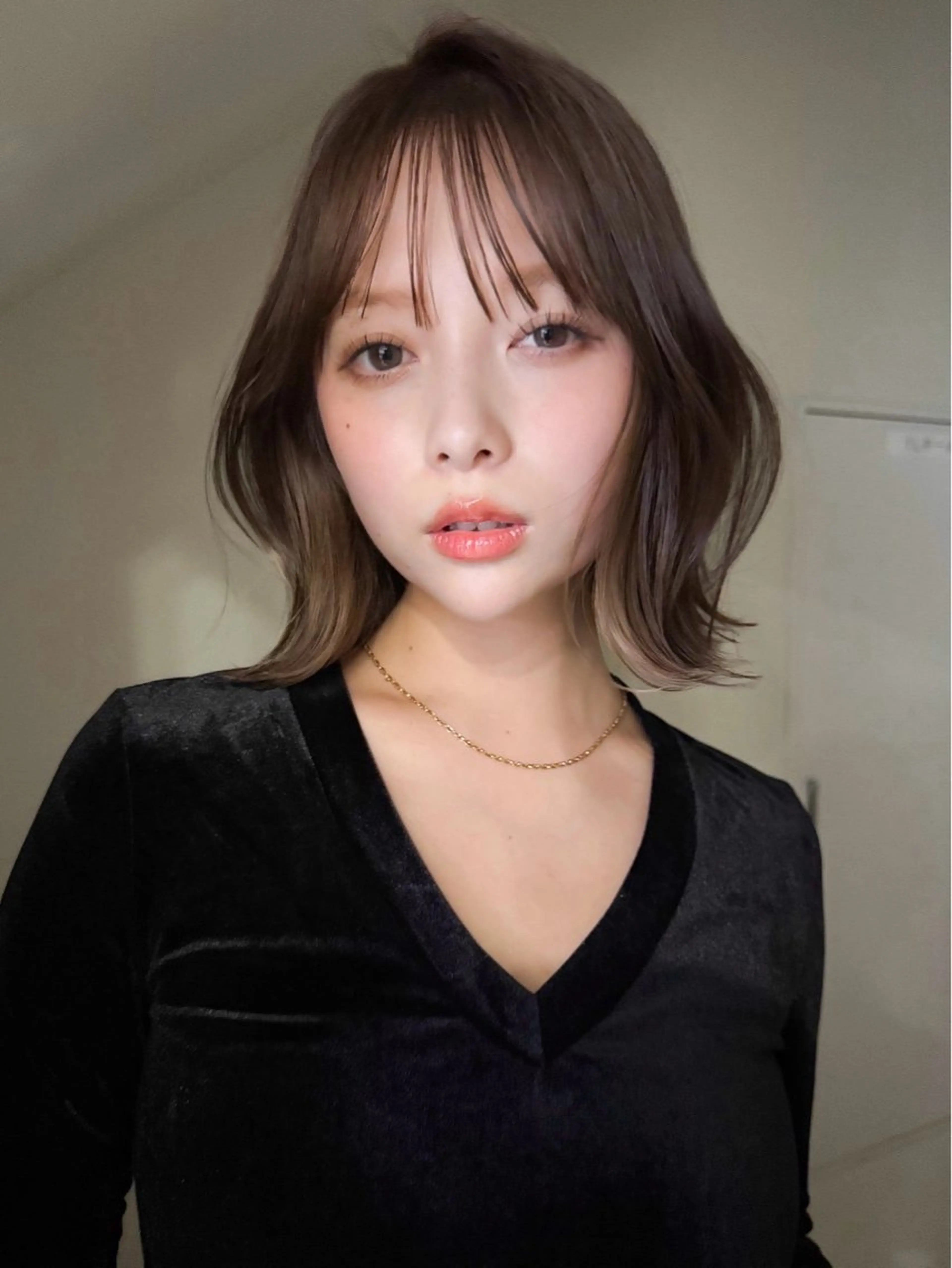 ミディアム ボブレイヤー ボブ レイヤーカット カット トリートメント 鈴木 菜々映のヘアスタイル