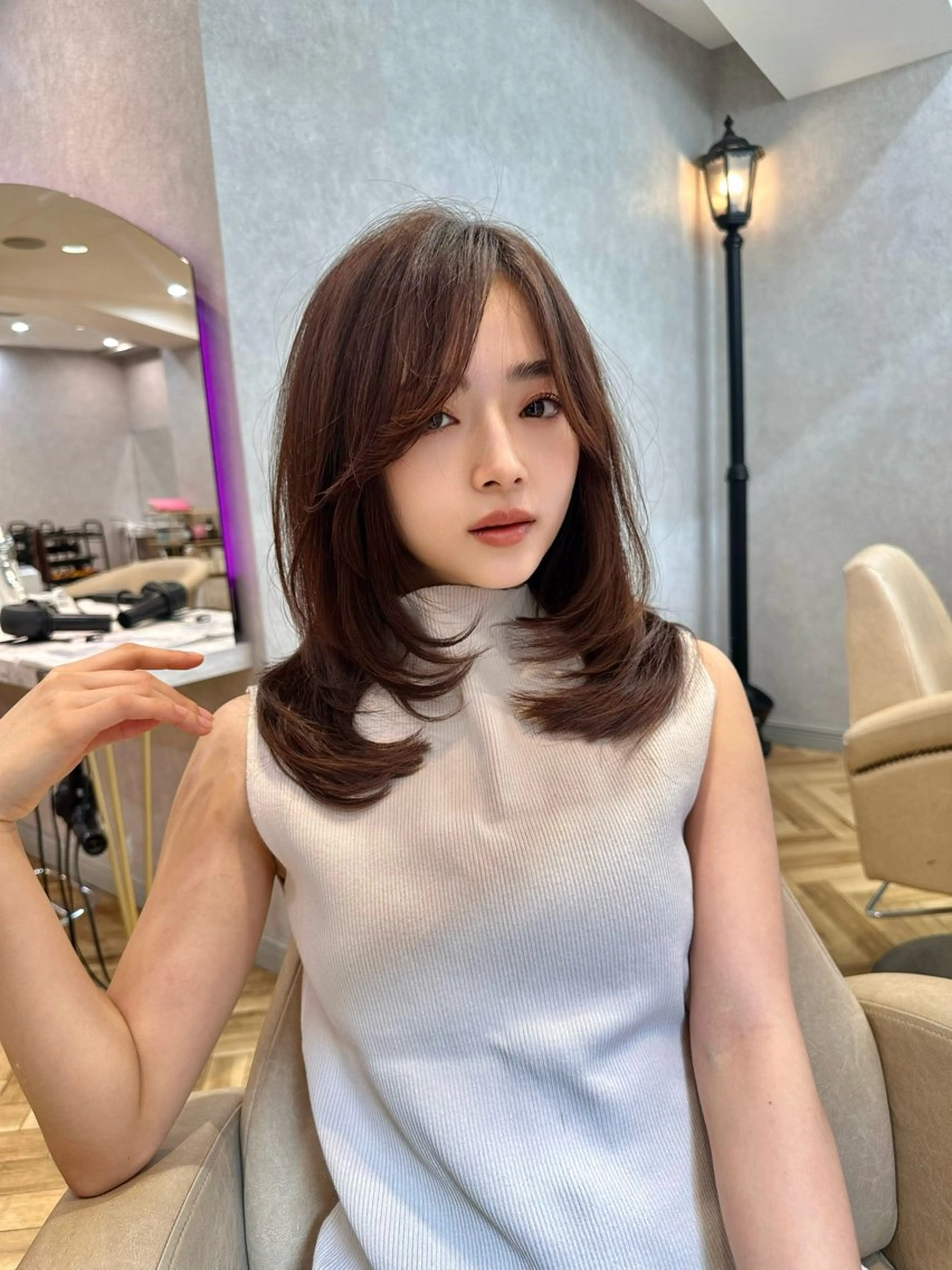 セミロング ハイレイヤー 韓国風ヘア レイヤーカット 銀座副店長/レイヤー /髪質改善/田島のヘアスタイル