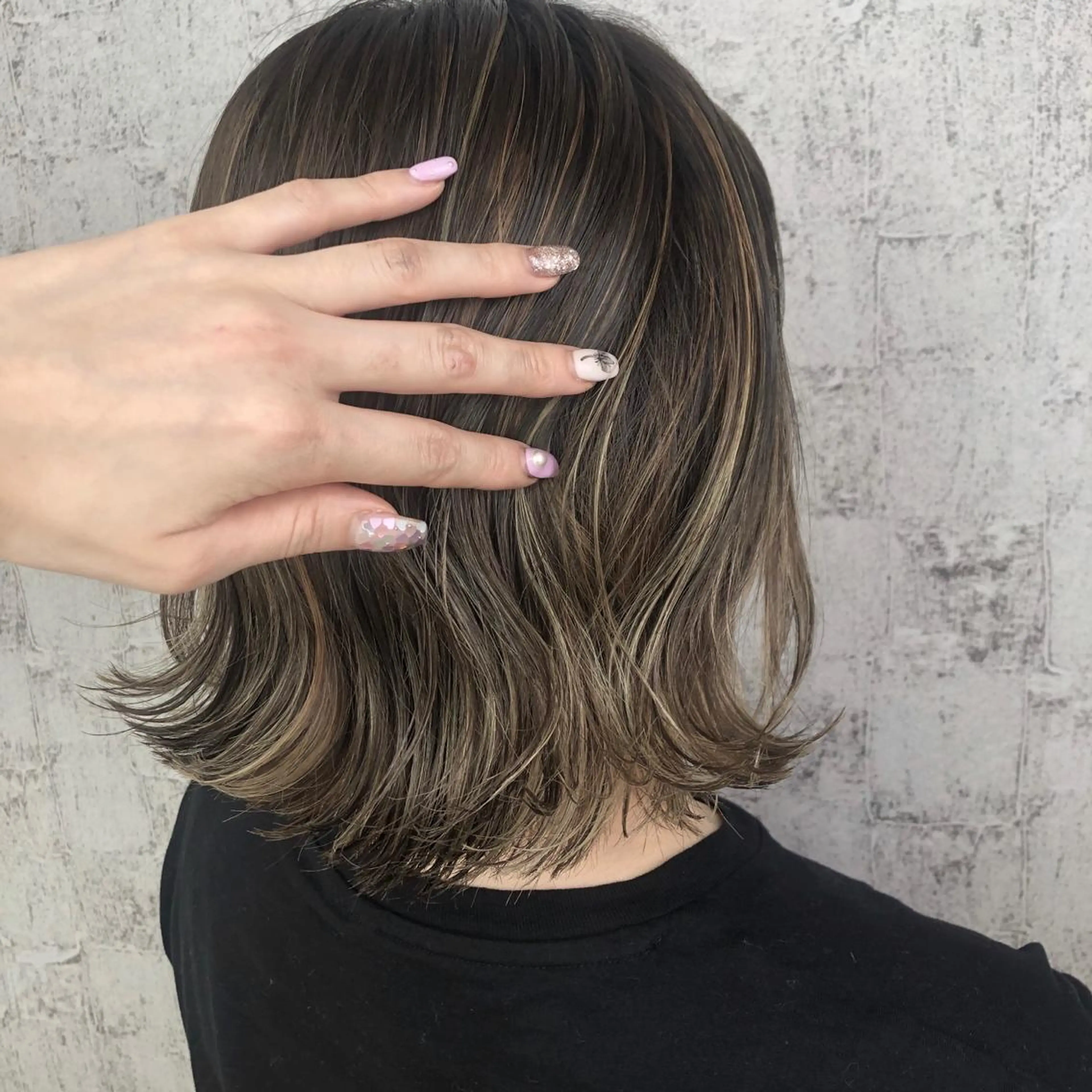 ミディアム カラー ハイライトカラー ハイライト 小顔レイヤー/ ベージュ🤍Rieのヘアスタイル