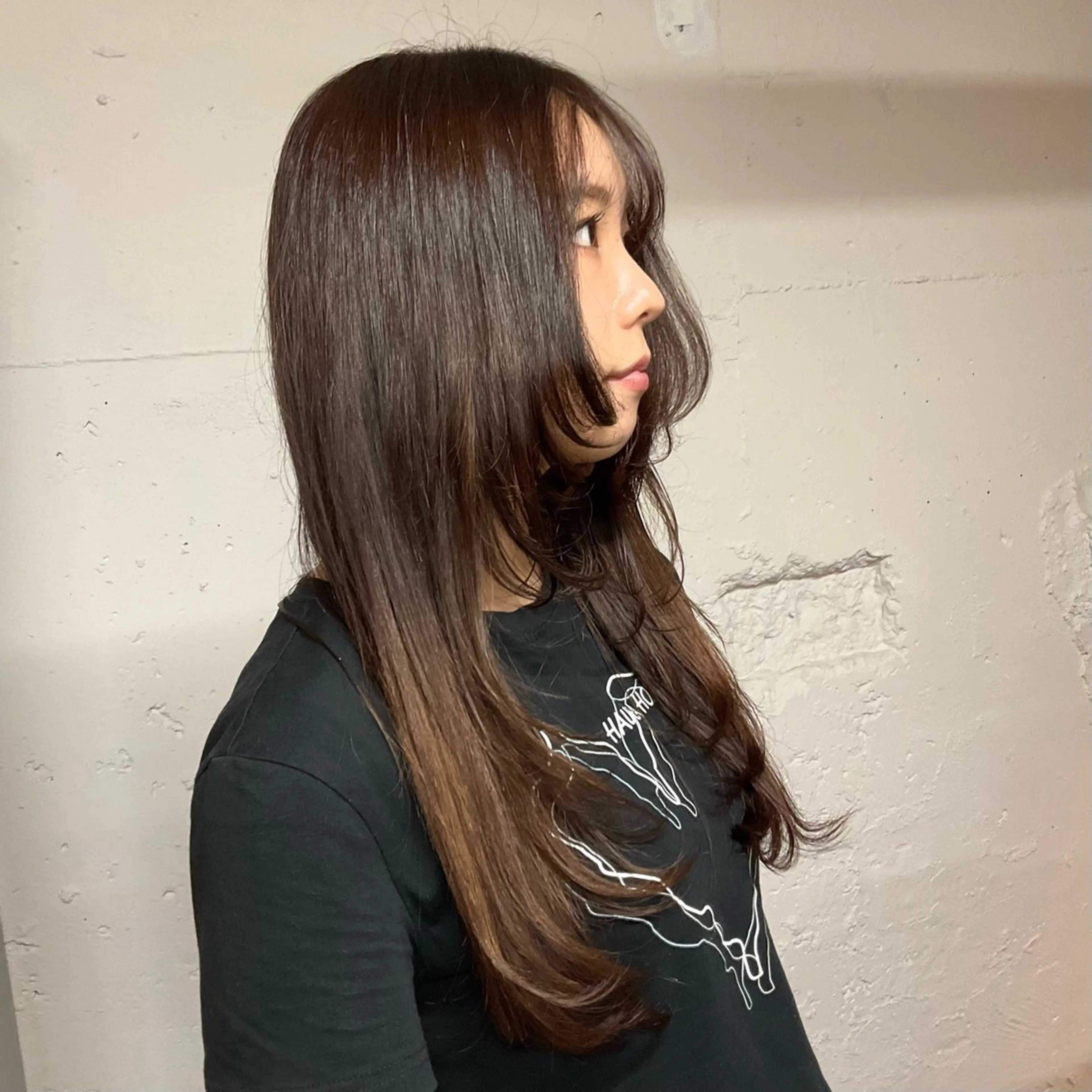 ロング カラー 顔周りカット ロング ウルフカット カット ヘアカラー がもう ゆいこのヘアスタイル