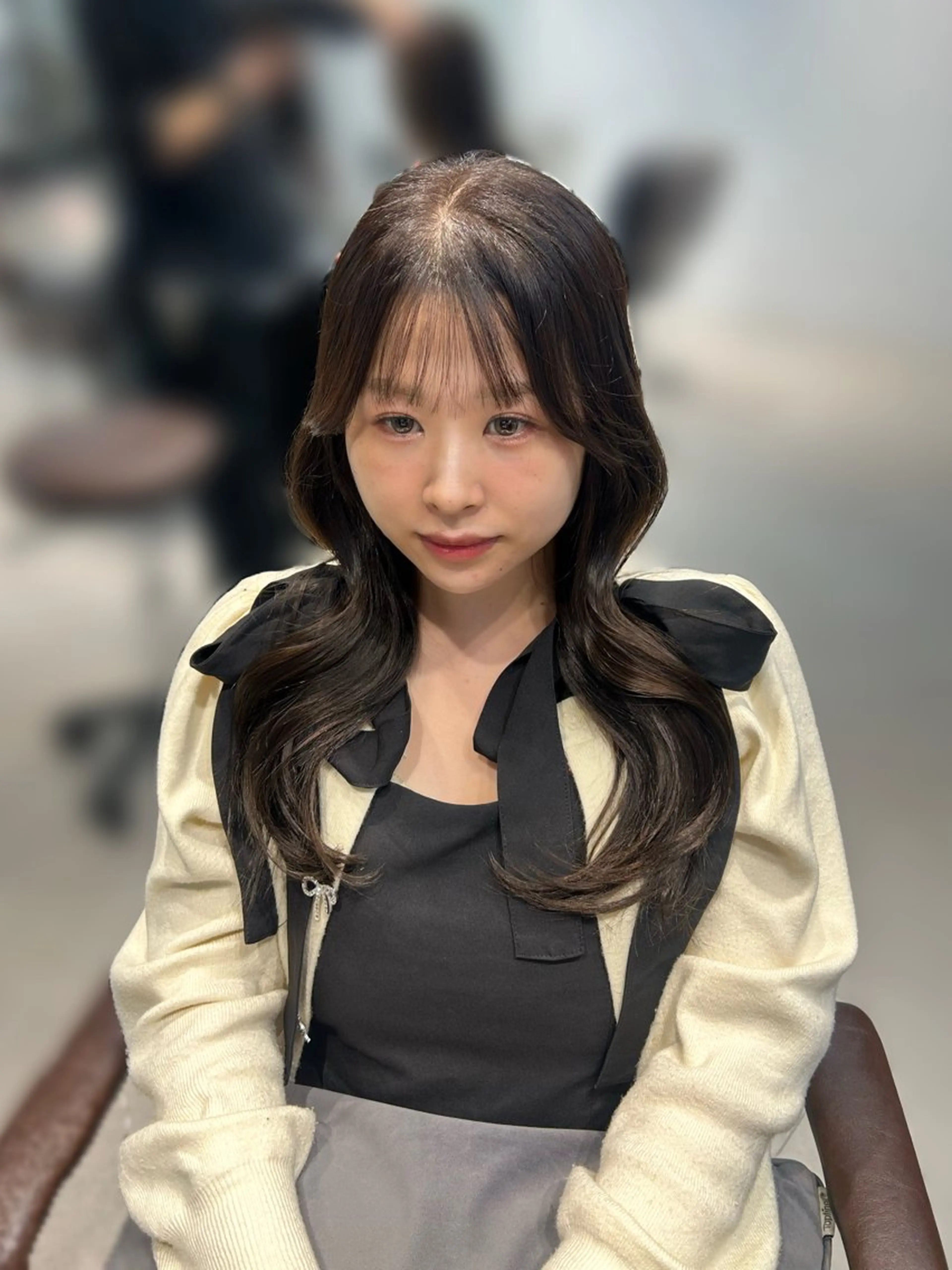 ロング カラー ヘアカラー 縮毛矯正 ninaアイドル前髪 ×透明感🎀のヘアスタイル