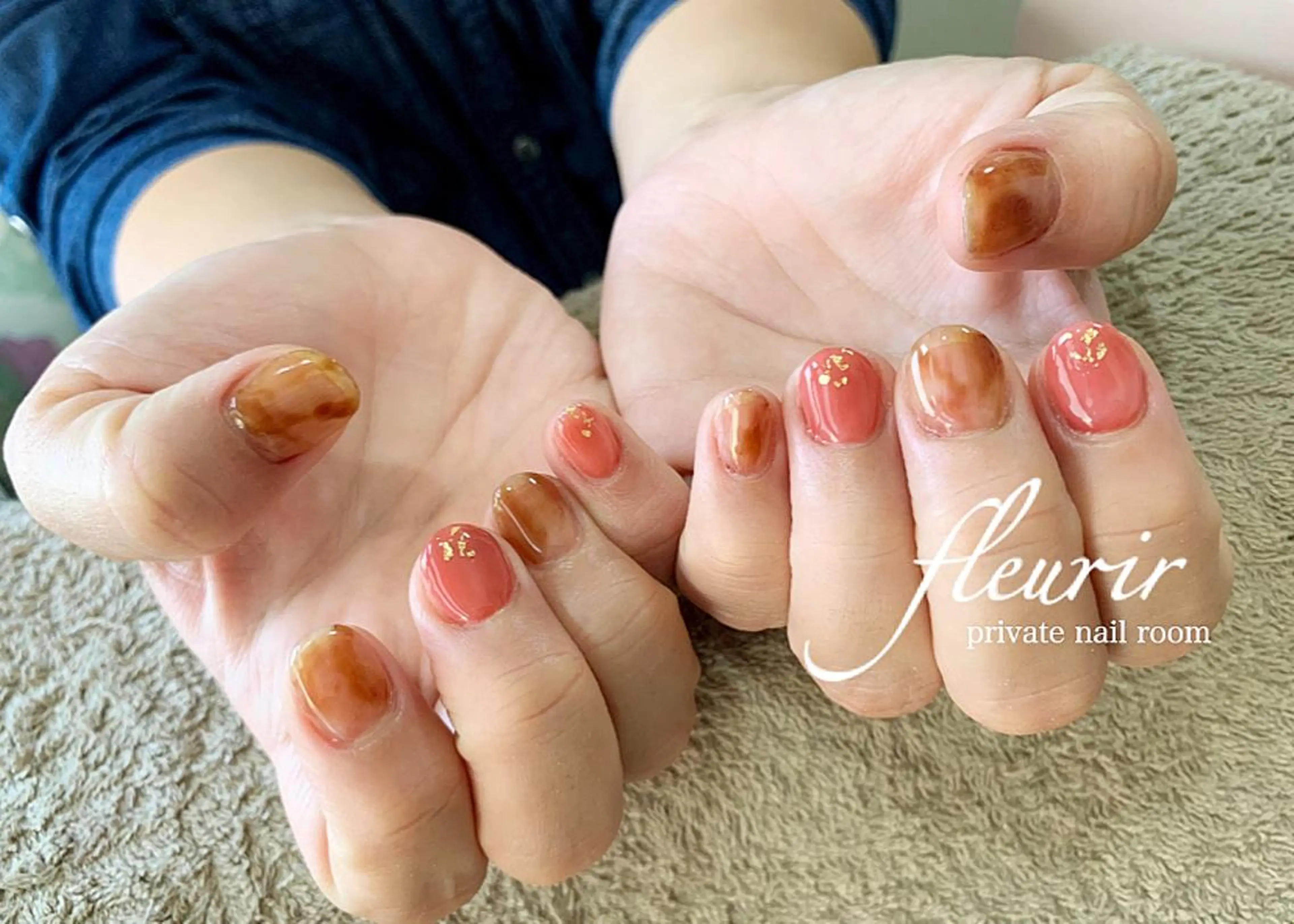 ネイル べっ甲ネイル フルリール 【プライベートサロンのネイルデザイン