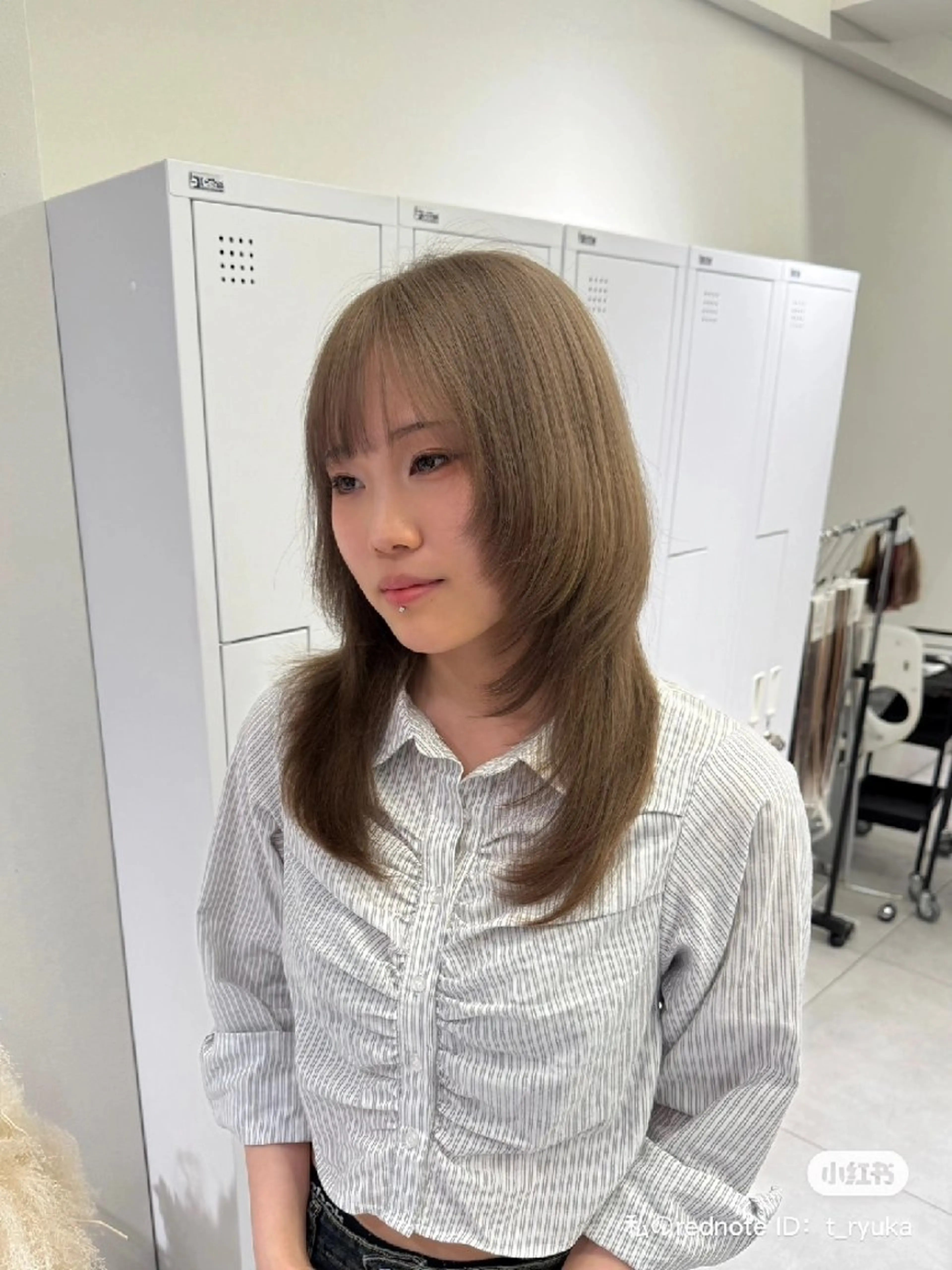 セミロング カラー ヘアカラー トリートメント piLLon 心斎橋のヘアスタイル