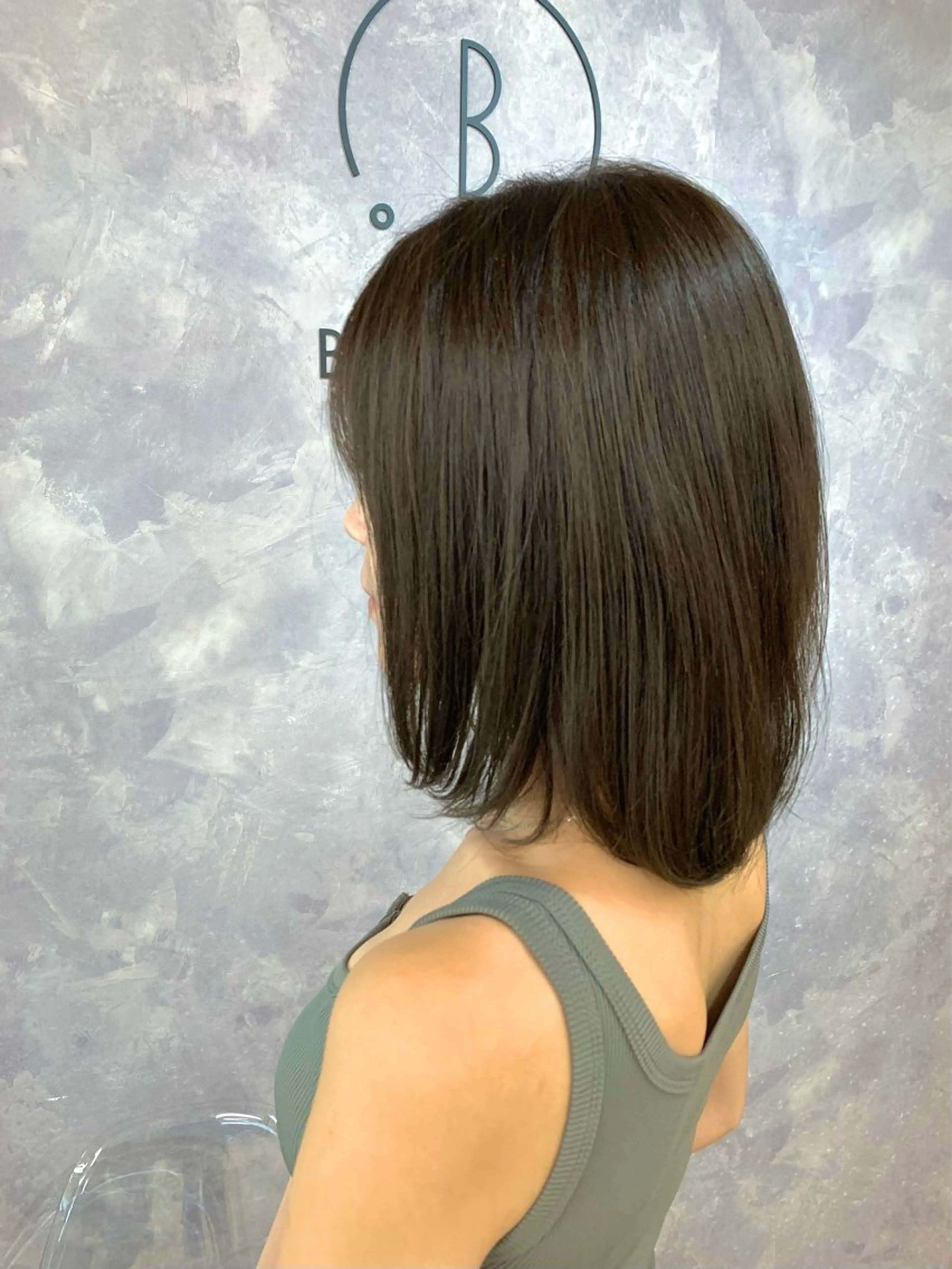 ミディアム カラー アッシュ アッシュグレー アッシュグレージュ グレージュ イルミナカラー 桜木町2分/くびれ /ボブ/ナチュラルのヘアスタイル