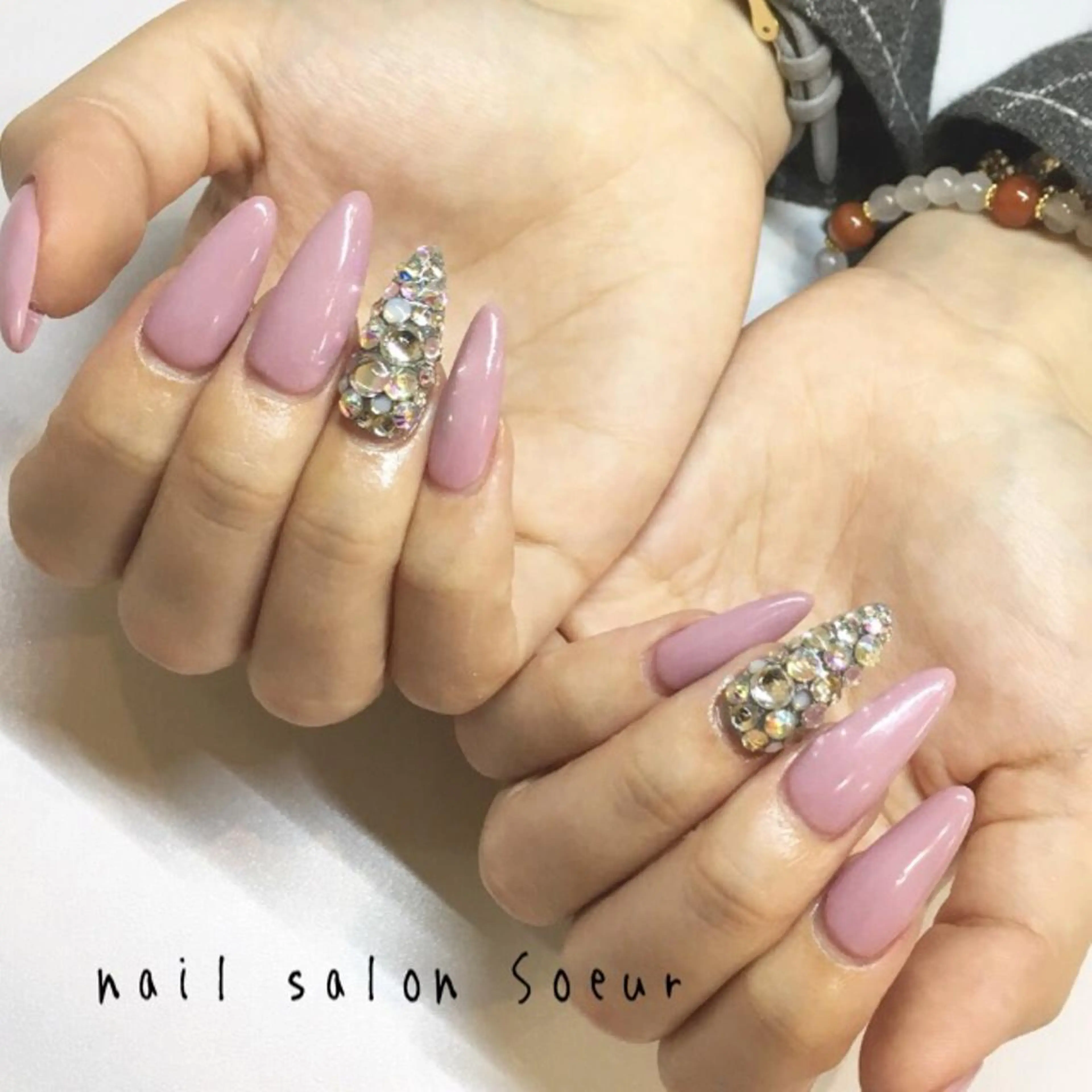 ネイル 持ち込み ピンク スカルプネイル ハンドネイル nail salon Soeurのネイルデザイン