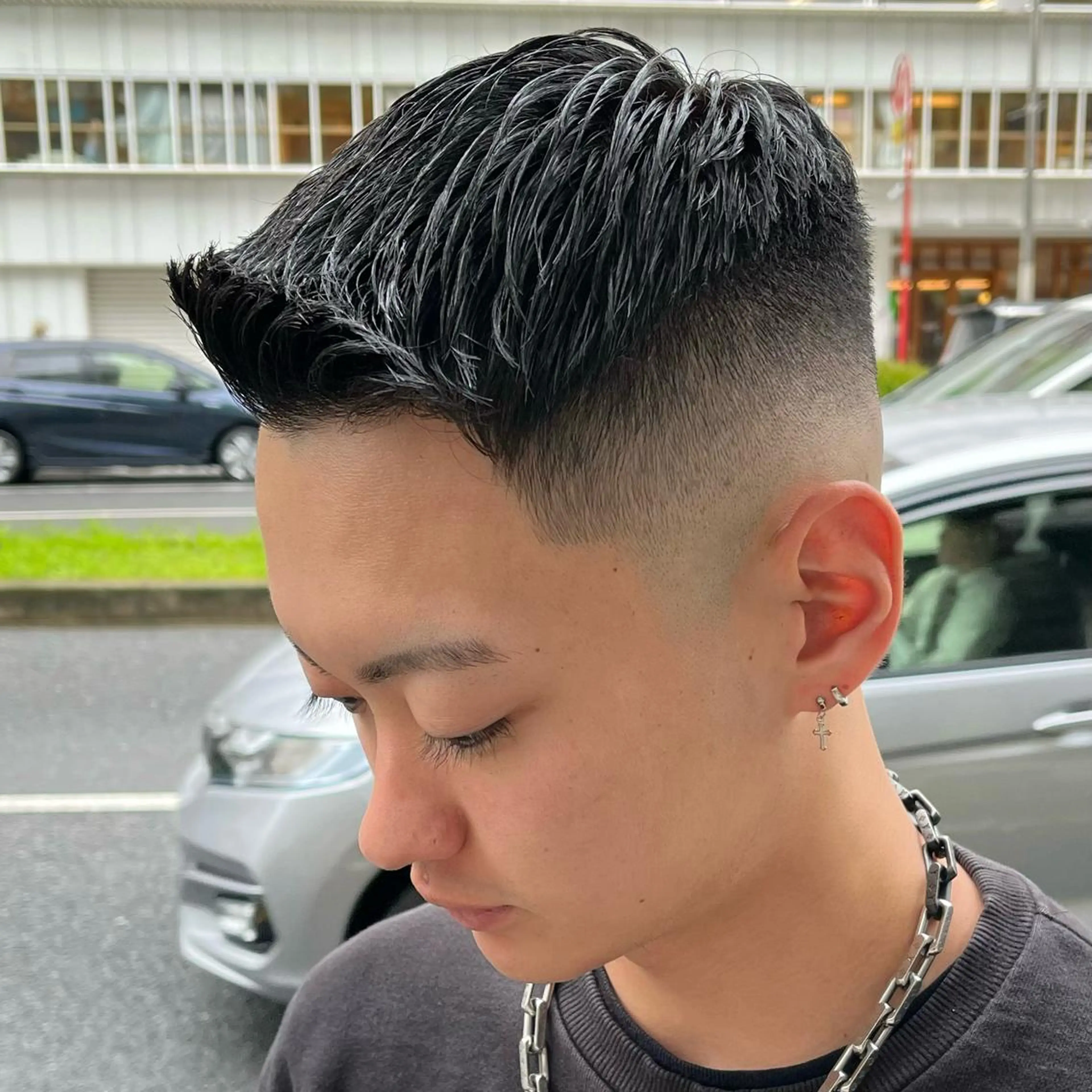 ショート メンズ フェードカット メンズパーマ スキンフェード スペインカール カット 立川/メンズパーマ 厚進太郎のヘアスタイル