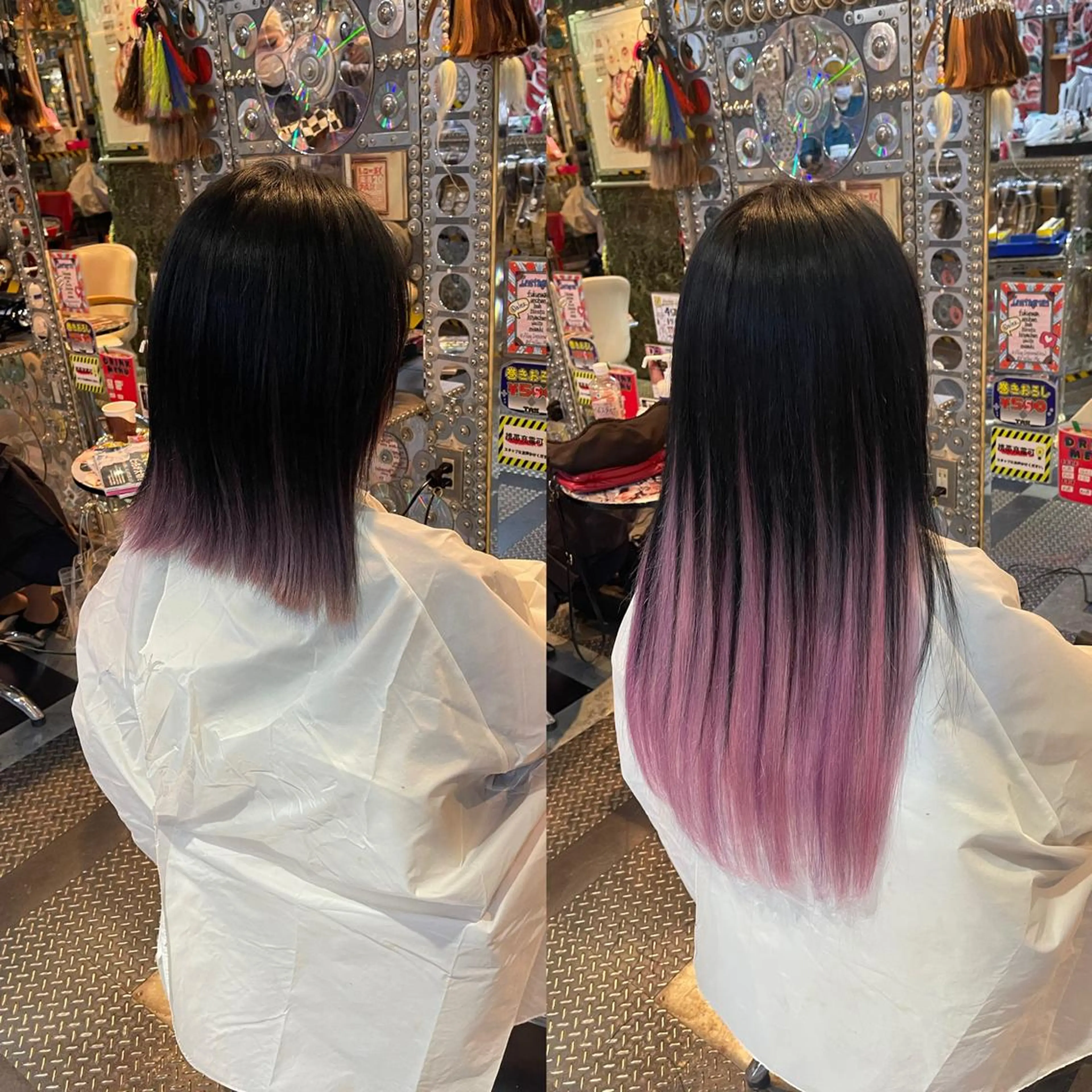 ロング カラー ヘアアレンジ シールエクステ インナーカラー ピンクカラー エクステ 🌈派手髪エクステ ブレイズ🌈ひろとのヘアスタイル