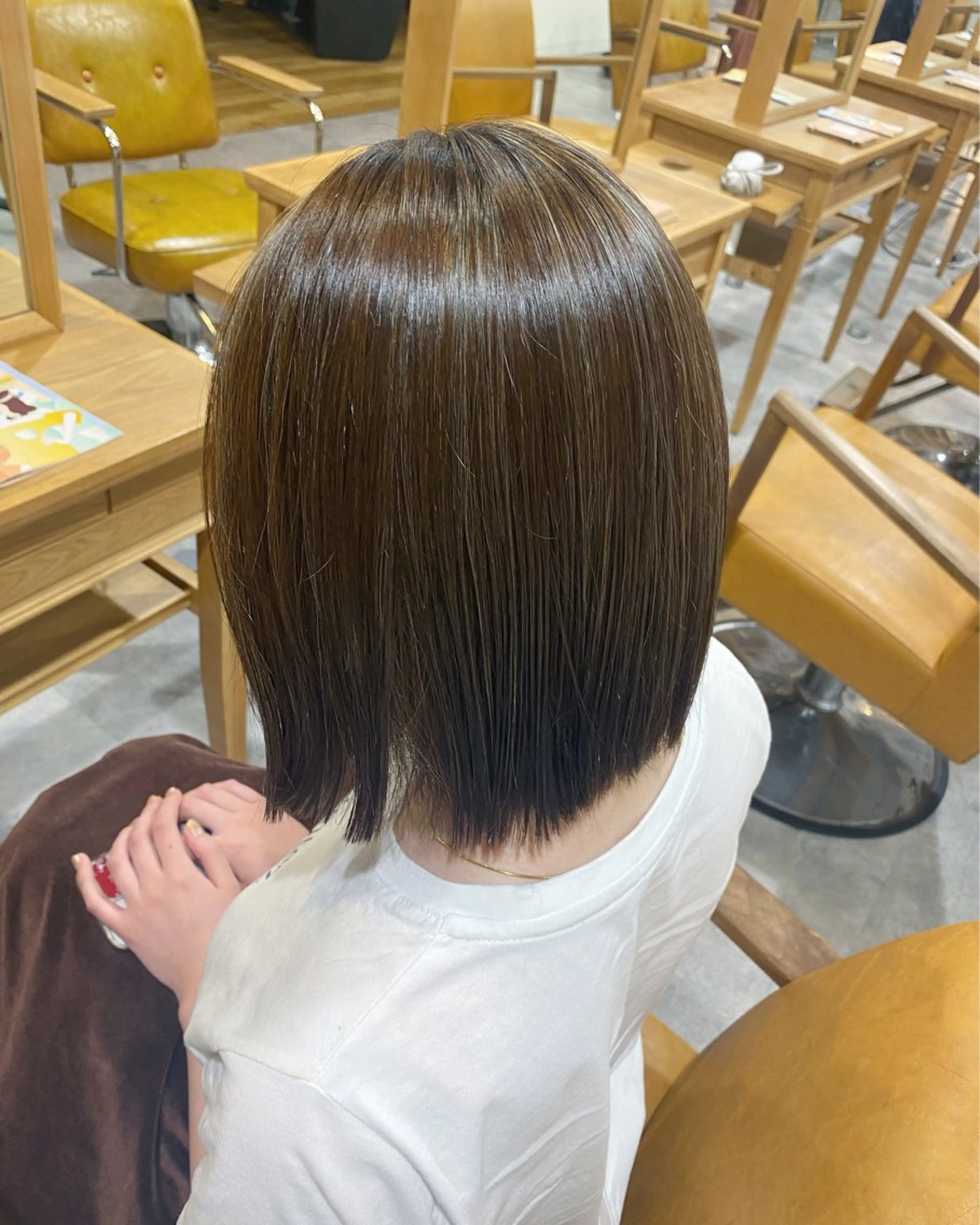 ミディアム カラー ハイライトカラー ハイライト カット ヘアカラー ベージュ/オリーブ/ miyabiのヘアスタイル