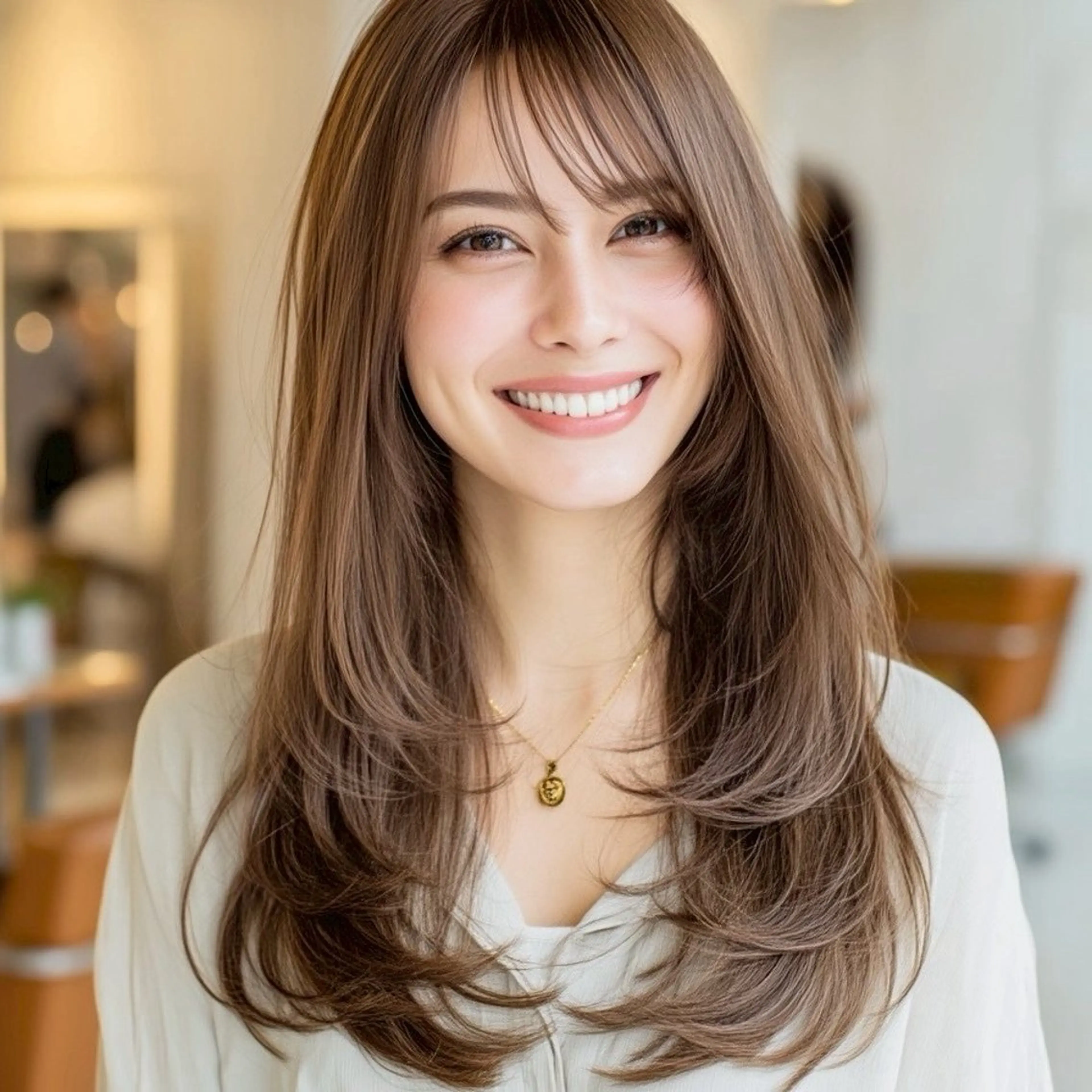 ロング カット ヘアカラー こうき/前髪割れ癖 改善/カット/カラーのヘアスタイル