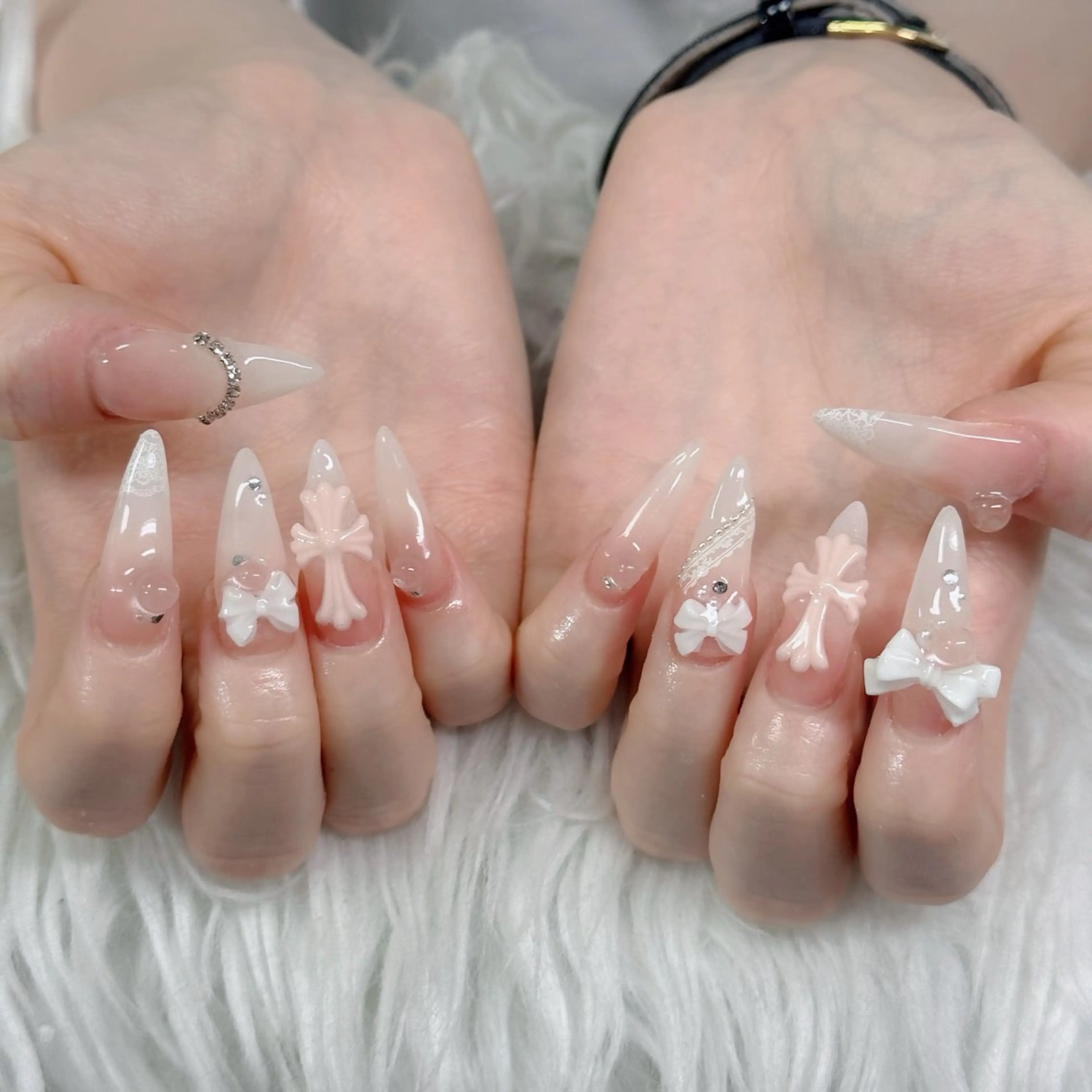 ネイル フットネイル フレンチネイル グラデーション 韓国ネイル ロングネイル ハンドネイル Hani Nail Salonのネイルデザイン