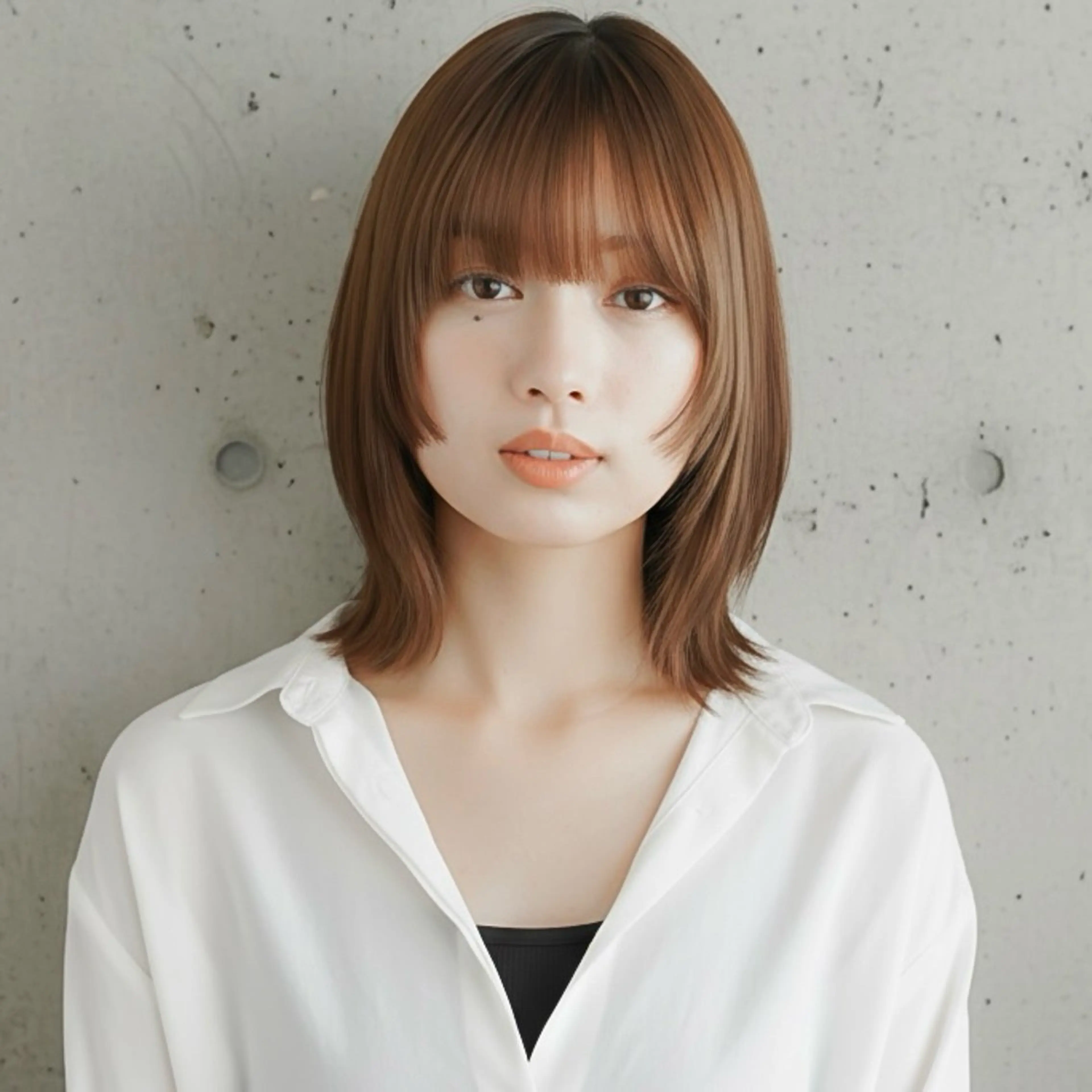 ミディアム カット ヘアカラー ハッシュカット 田窪珠妃のヘアスタイル