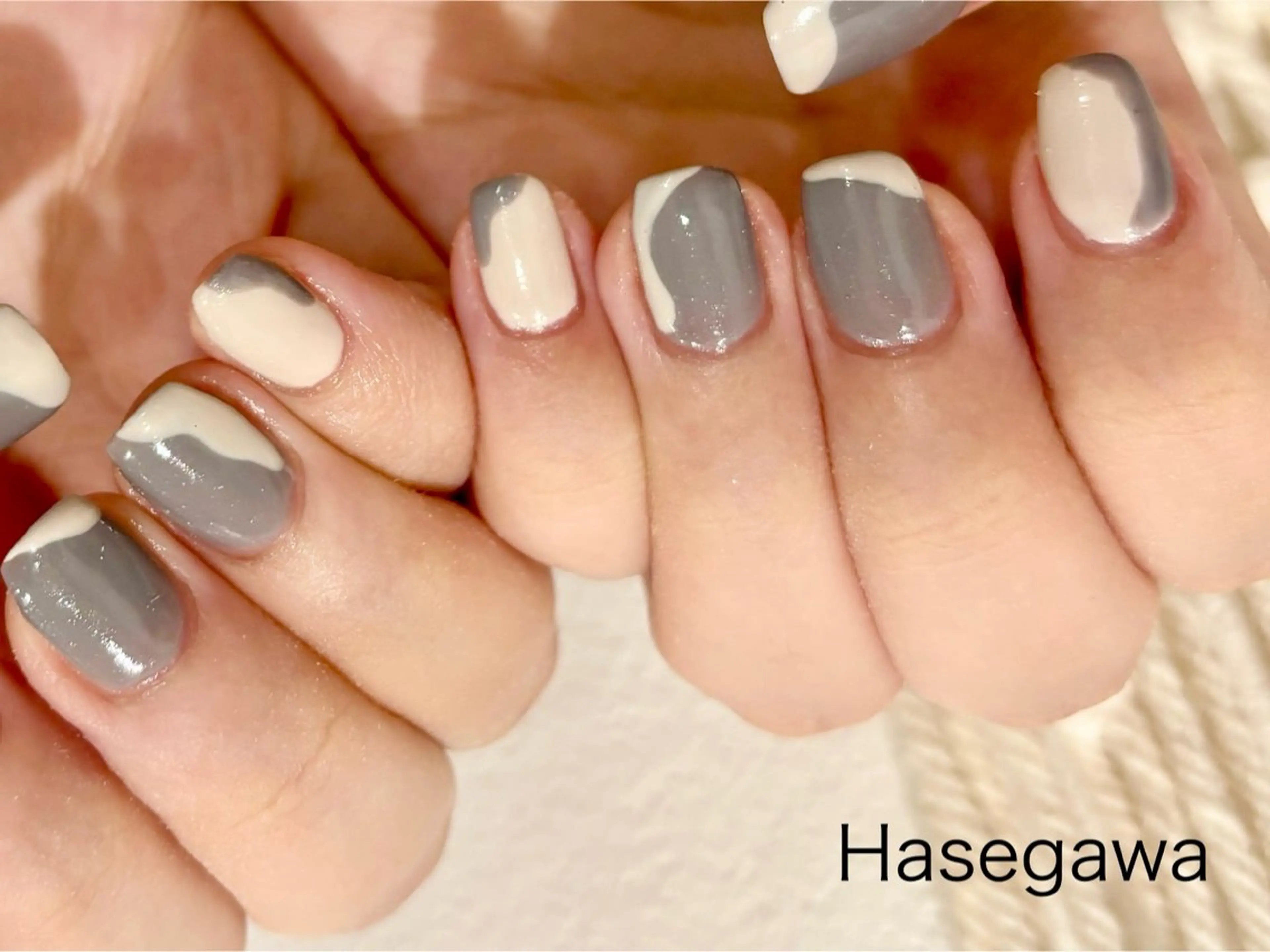 ネイル ホワイト ハンドネイル DROP所属・DROP 長谷川のネイルデザイン