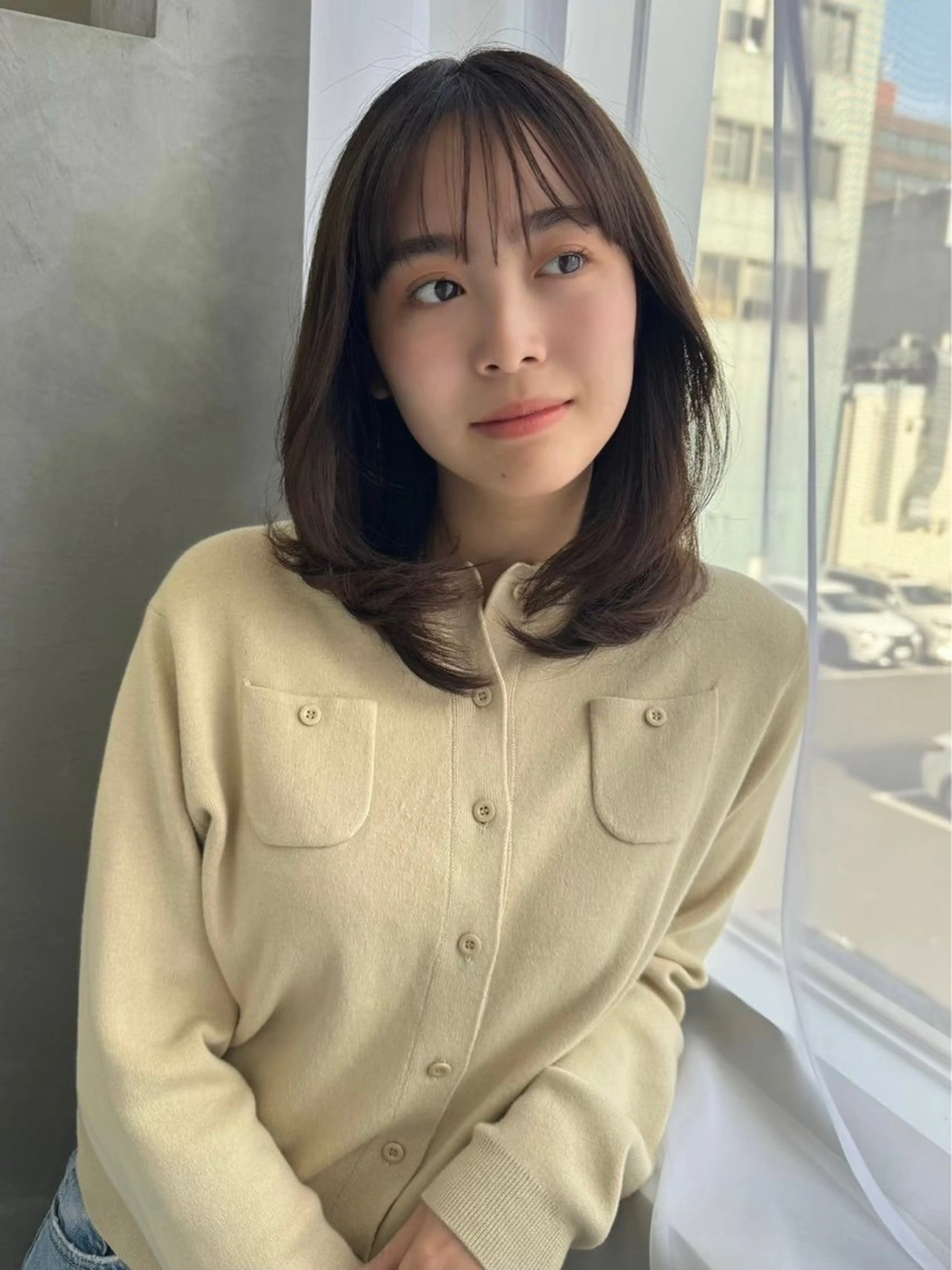 ミディアム カラー ベージュカラー 🫧SOYON non🫧のヘアスタイル