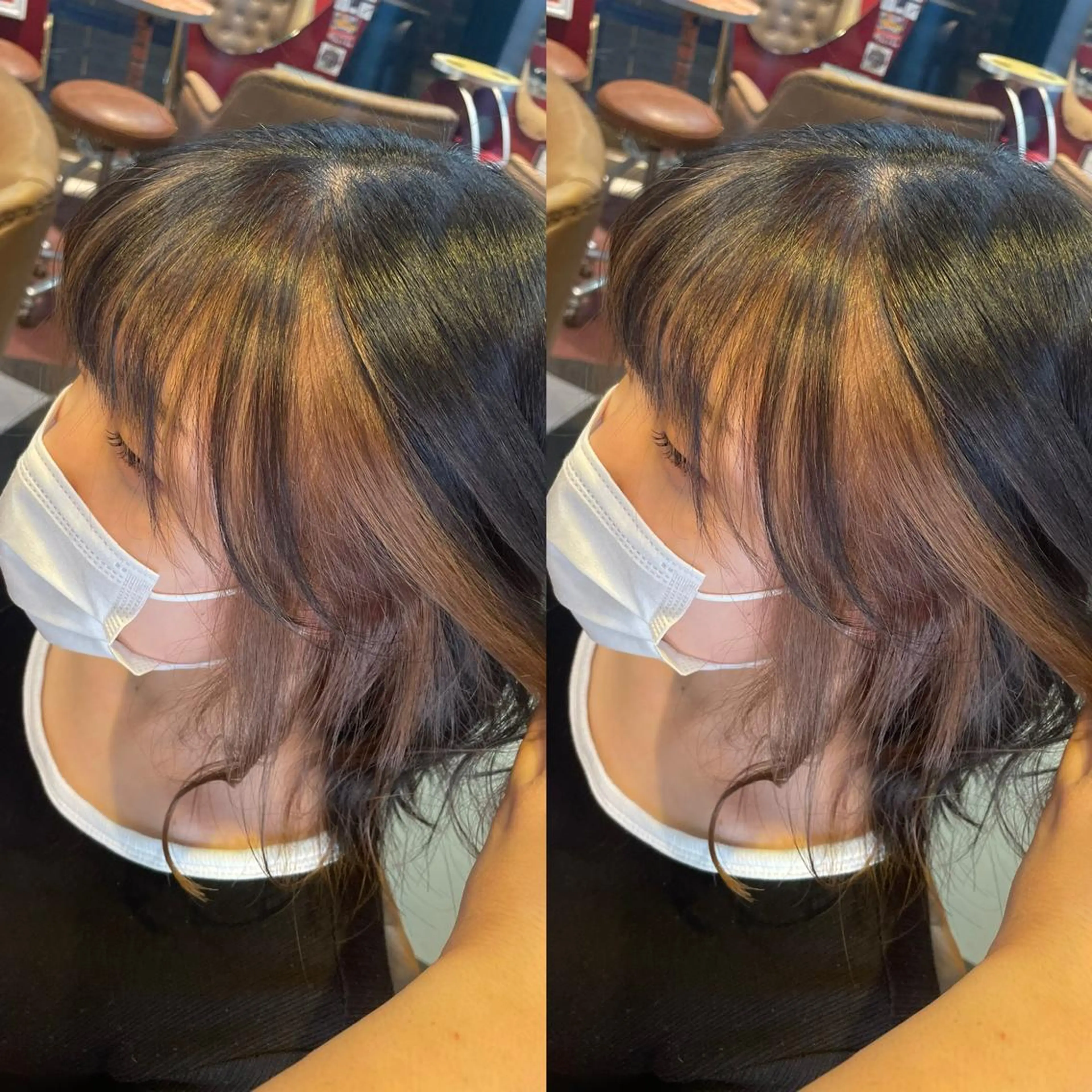 ミディアム カラー ミストバング ベージュカラー イヤリングカラー  フェイスフレーミング ホワイトベージュ 👑派手髪/カット 👑ANRYのヘアスタイル