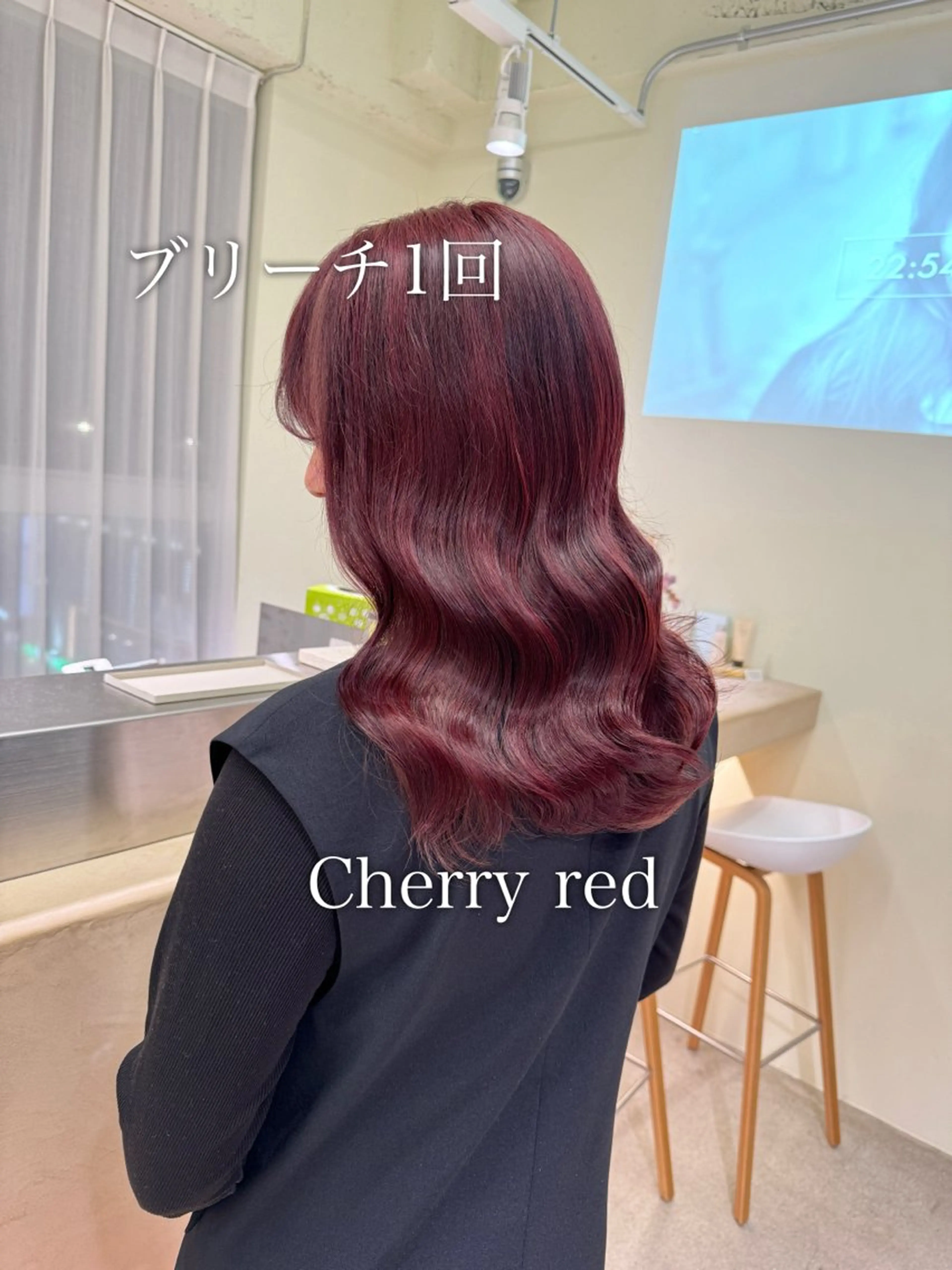 カラー ブリーチ レッドカラー 落合しほ/韓国ヘア/ 髪質改善/縮毛矯正のヘアスタイル