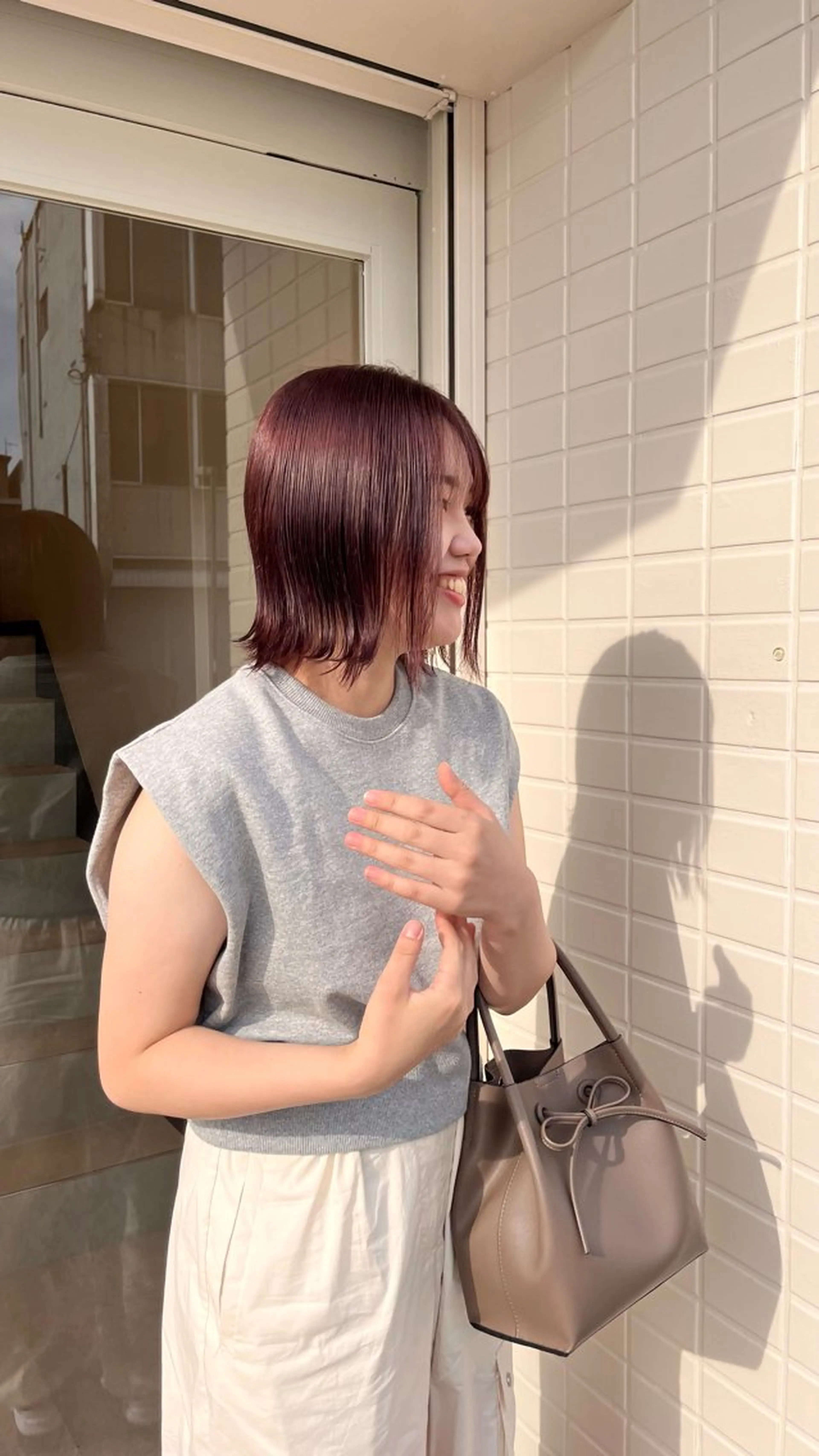 カラー レッドカラー 中井亜未/ 姫路ボブのヘアスタイル