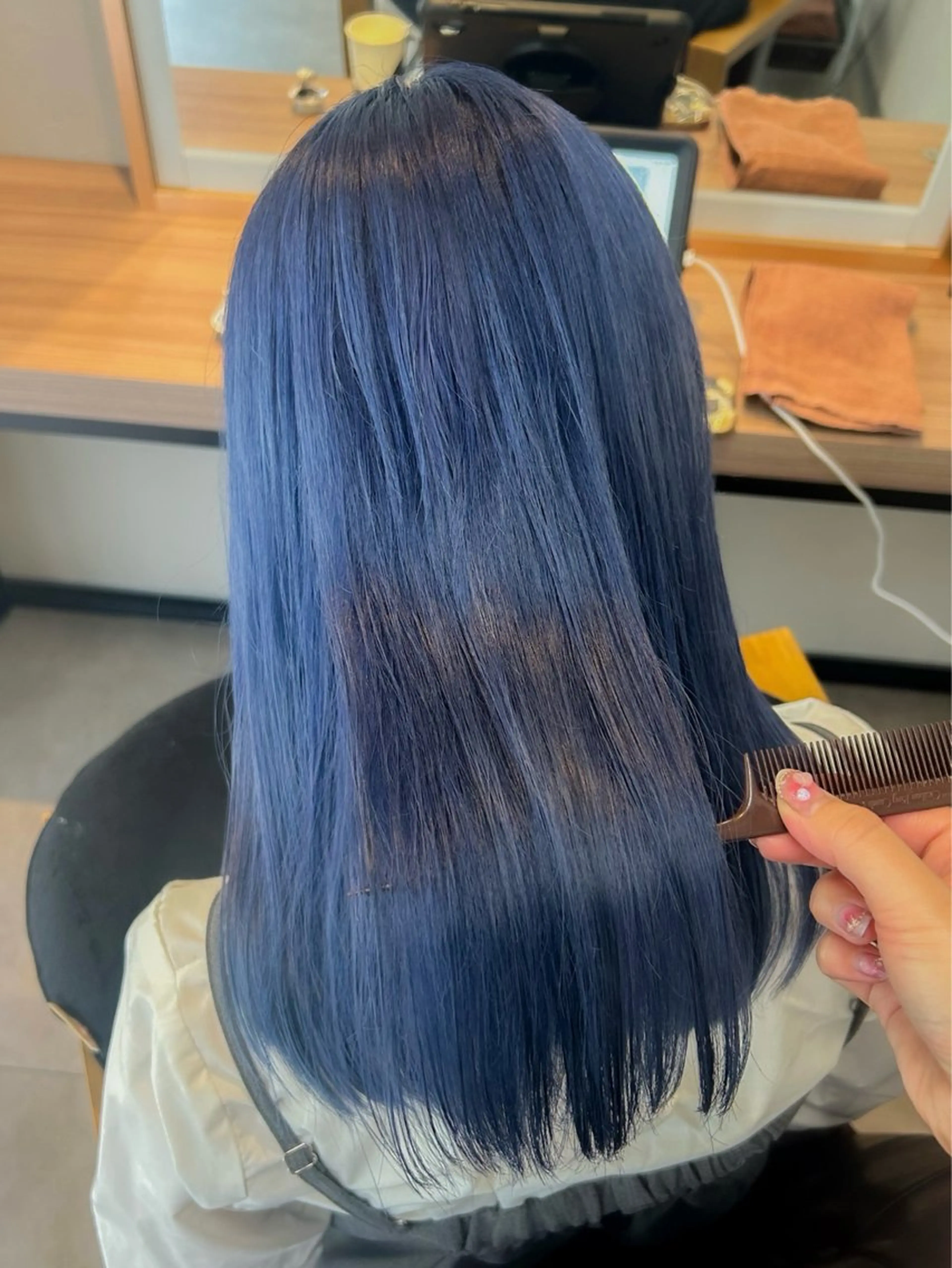 セミロング カラー ブルーカラー ネイビーカラー カット ヘアカラー レイヤー/ハイトーン 艶感/ririkaのヘアスタイル