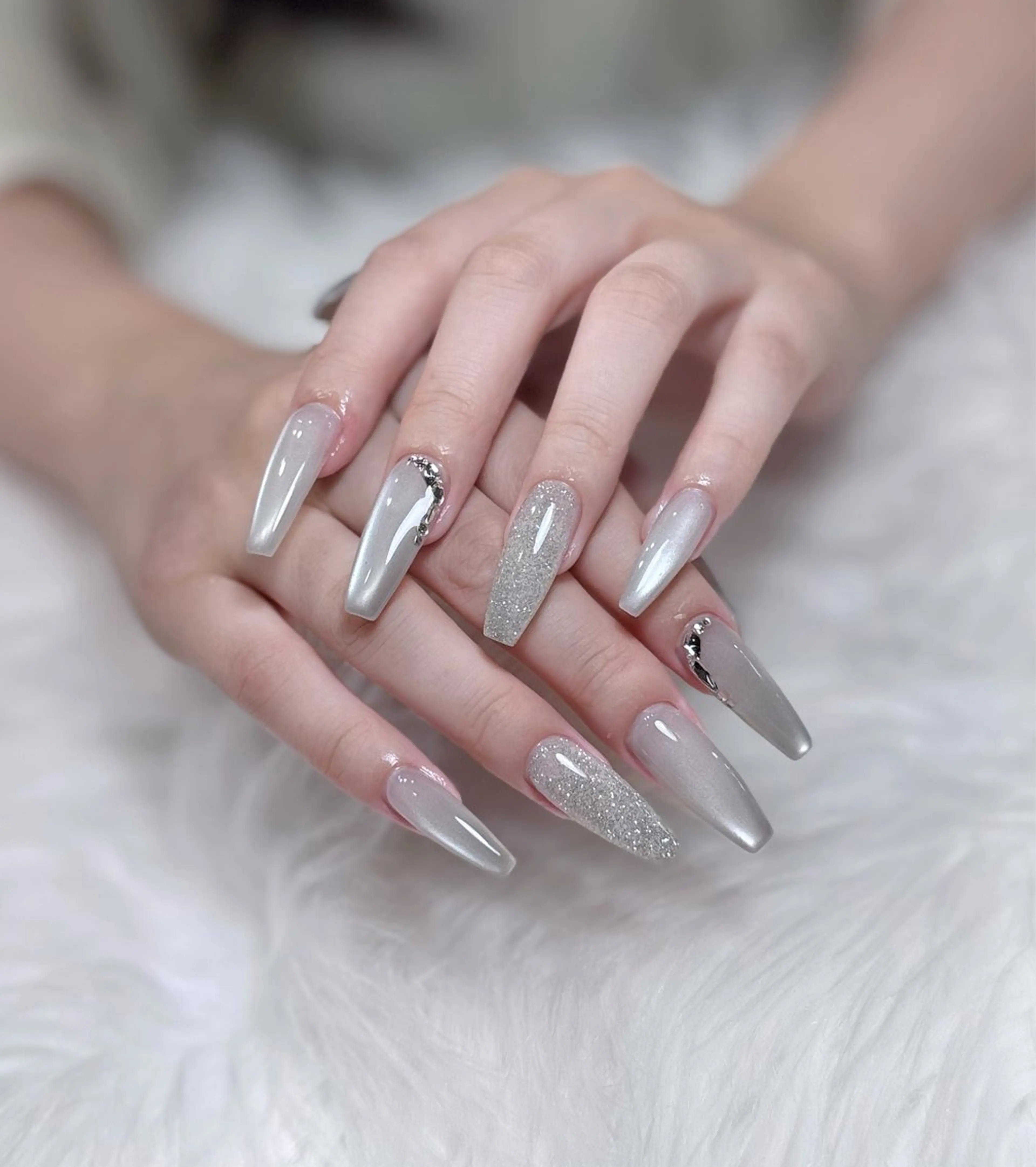 ネイル アートネイル オーロラネイル ジェルネイル 韓国ネイル ロングネイル ハンドネイル Nichi Nailsのネイルデザイン