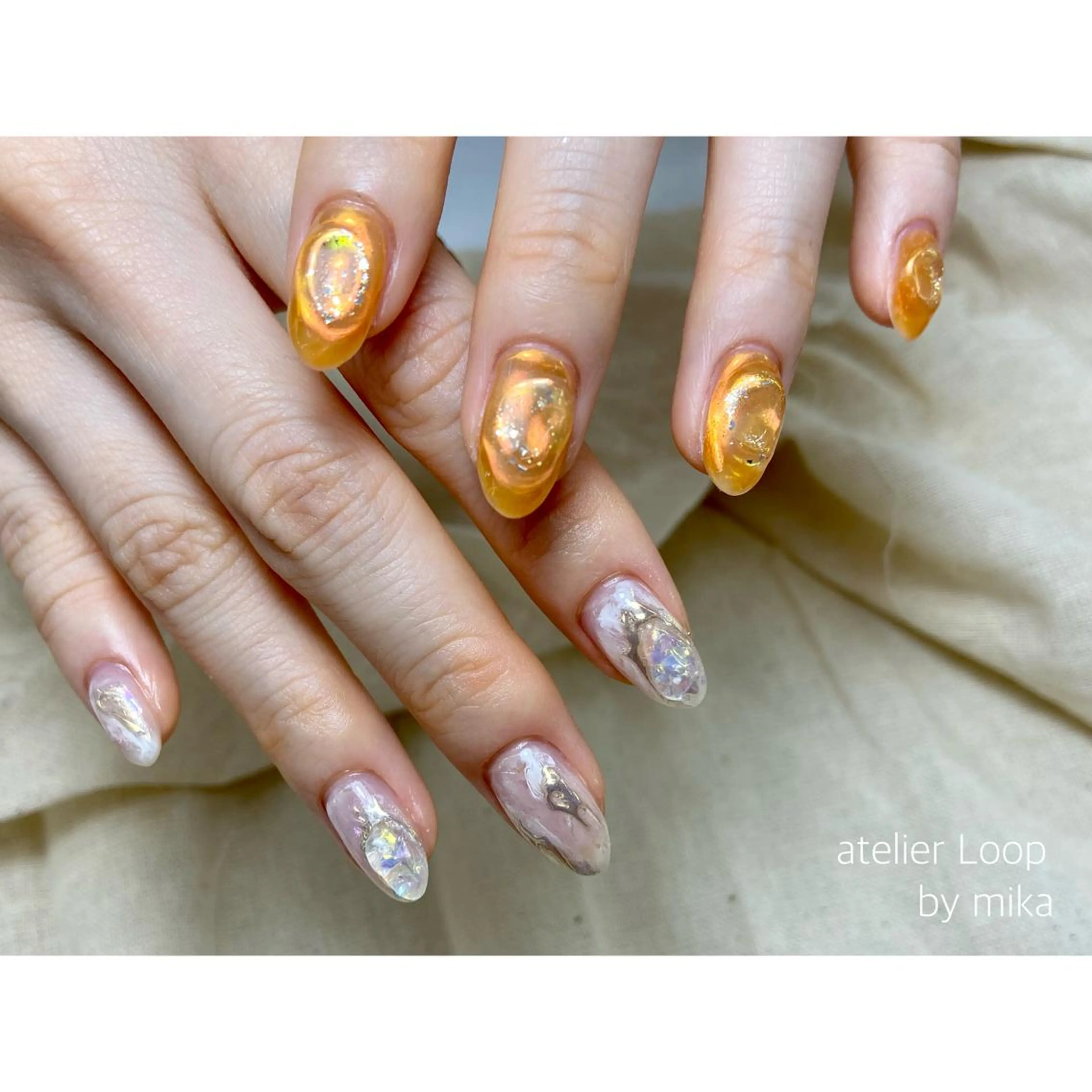 ネイル アートネイル カジュアル クリアネイル ジェルネイル 持ち込み ハンドネイル atelierLoopbyshiho所属・atelier Loop♪MIKAのネイルデザイン