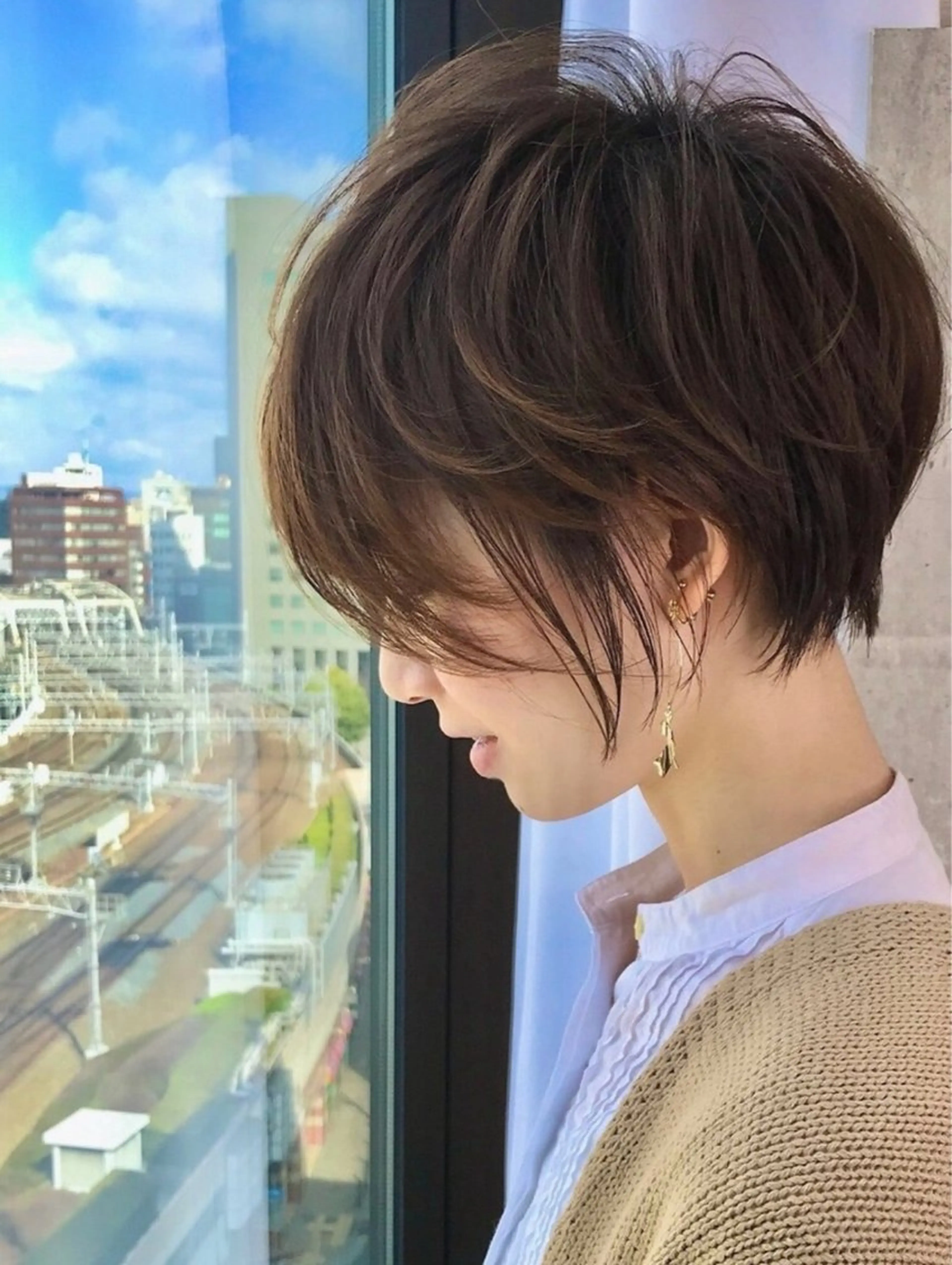 ショート ショートボブ ボブ かきあげバング 髪質改善 オン眉 VIEW EHIME 齋藤  あつきのヘアスタイル