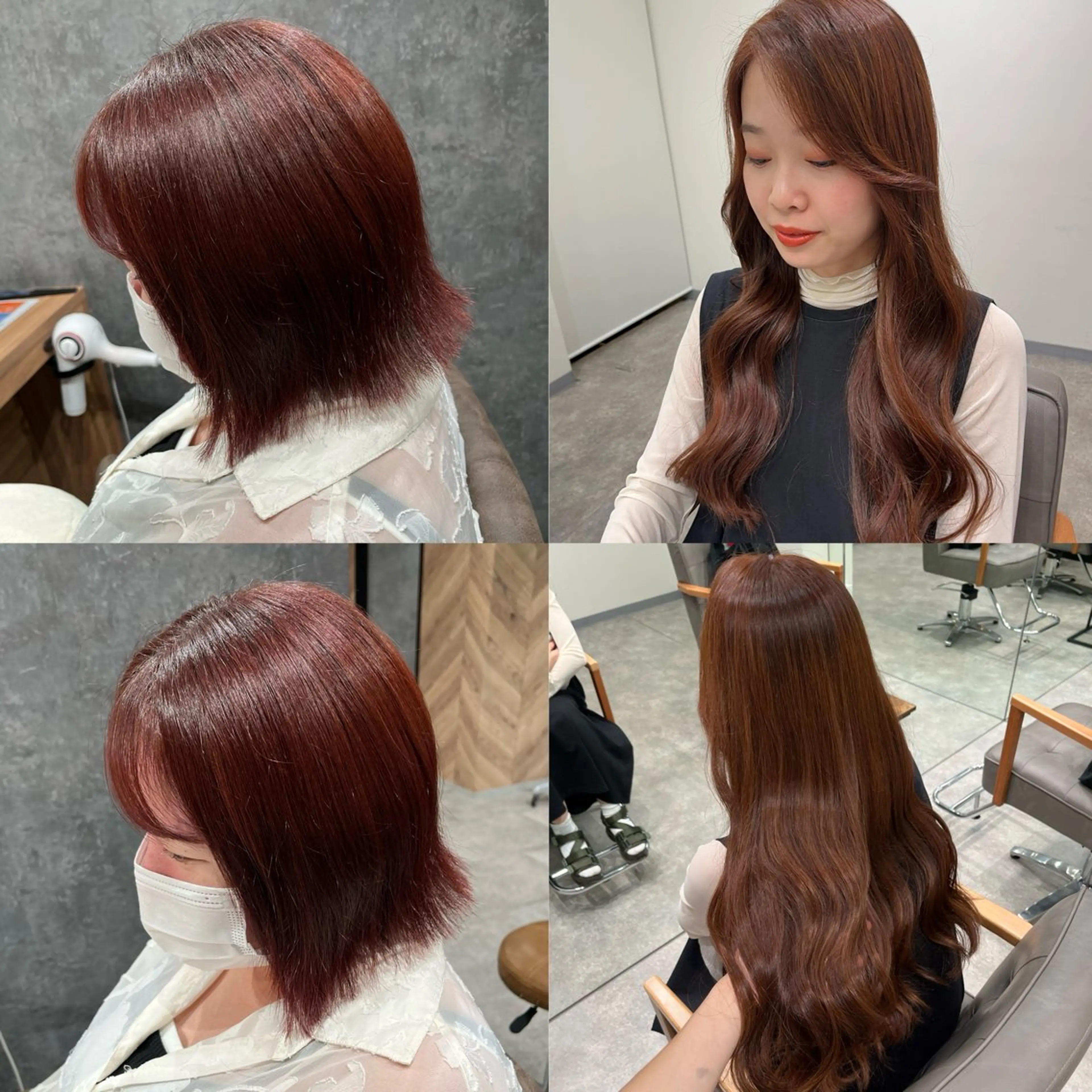 カラー ブリーチ ボルドーカラー オレンジ レッドカラー natsuko🍒 cutモデル募集🍒のヘアスタイル