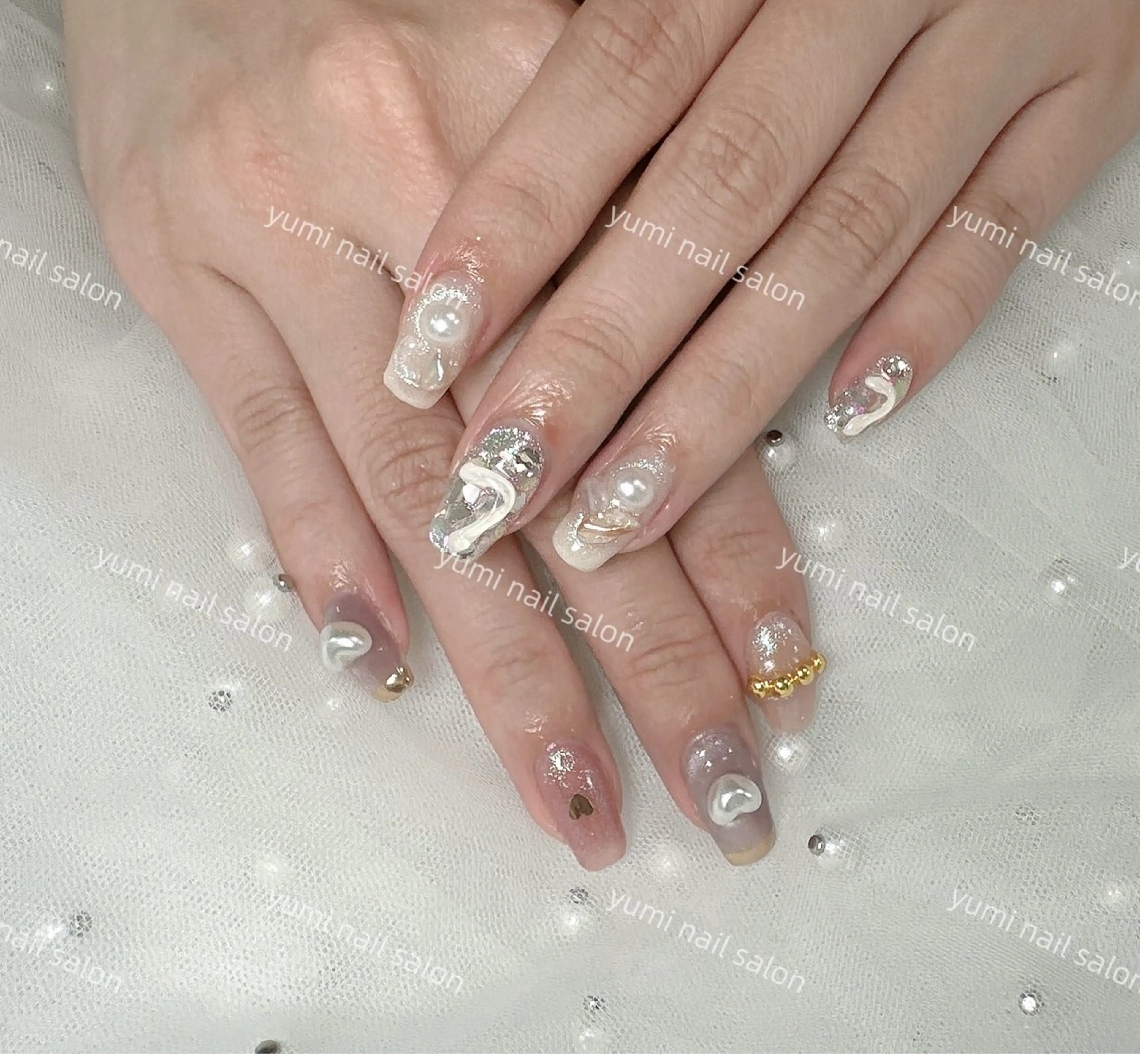 ネイル shineジェル& チップ長さだしのネイルデザイン