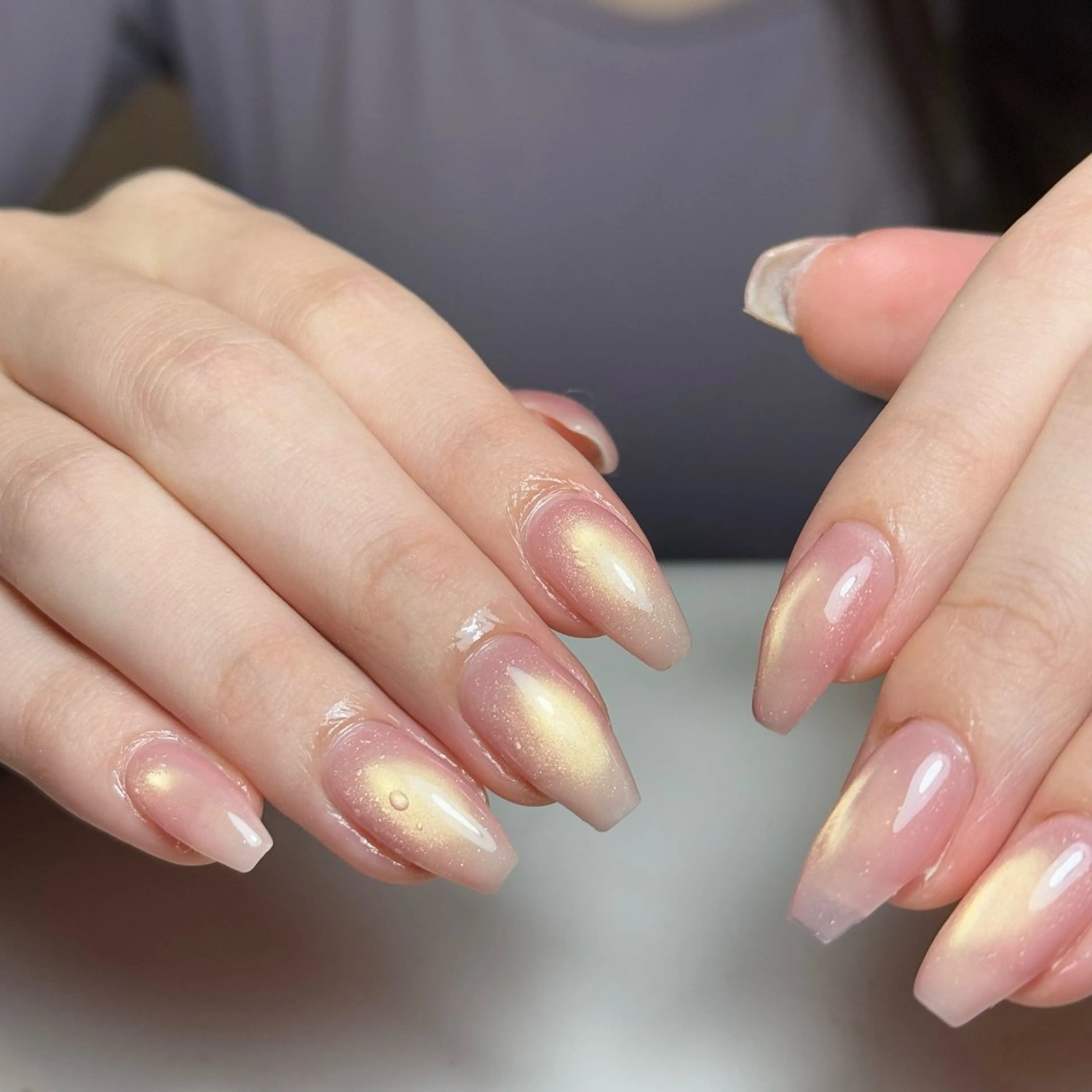 ネイル チークネイル フレンチネイル グラデーション キラキラネイル 韓国ネイル ハンドネイル Risa_ Nailのネイルデザイン
