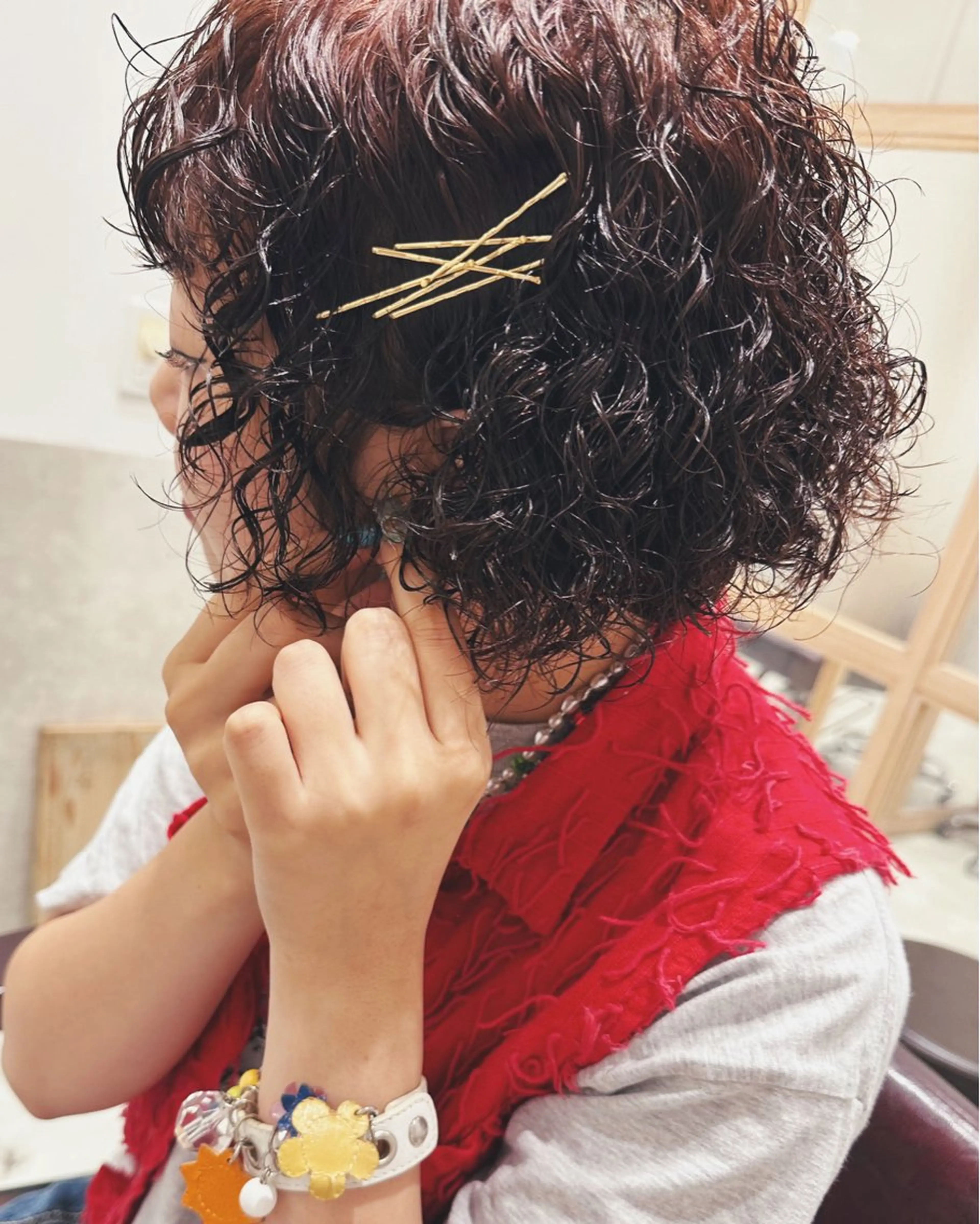 ミディアム パーマ ヘアアレンジ ニュアンスヘア chinariのヘアスタイル