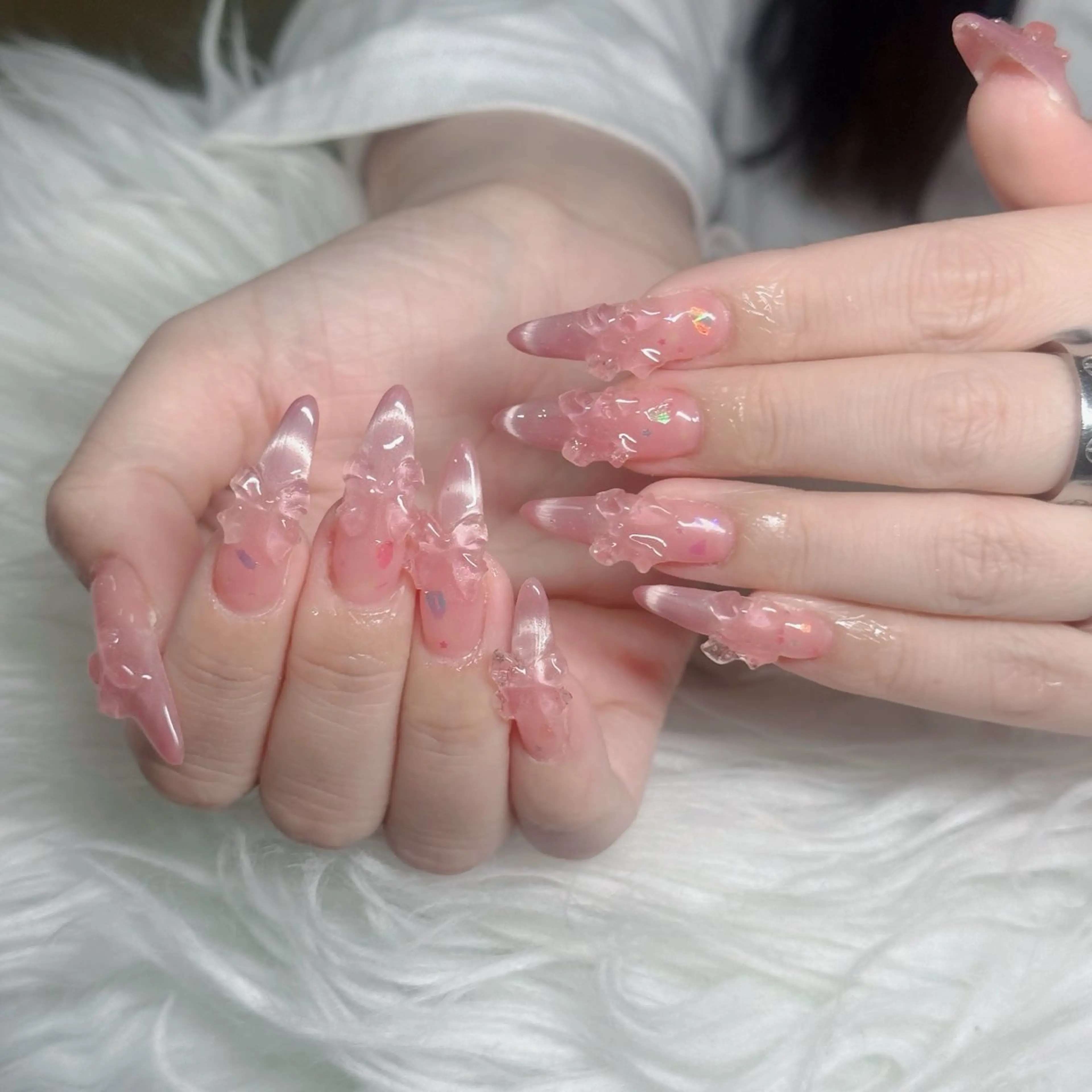 ネイル フットネイル フレンチネイル グラデーション 韓国ネイル ロングネイル ハンドネイル Hani Nail Salonのネイルデザイン