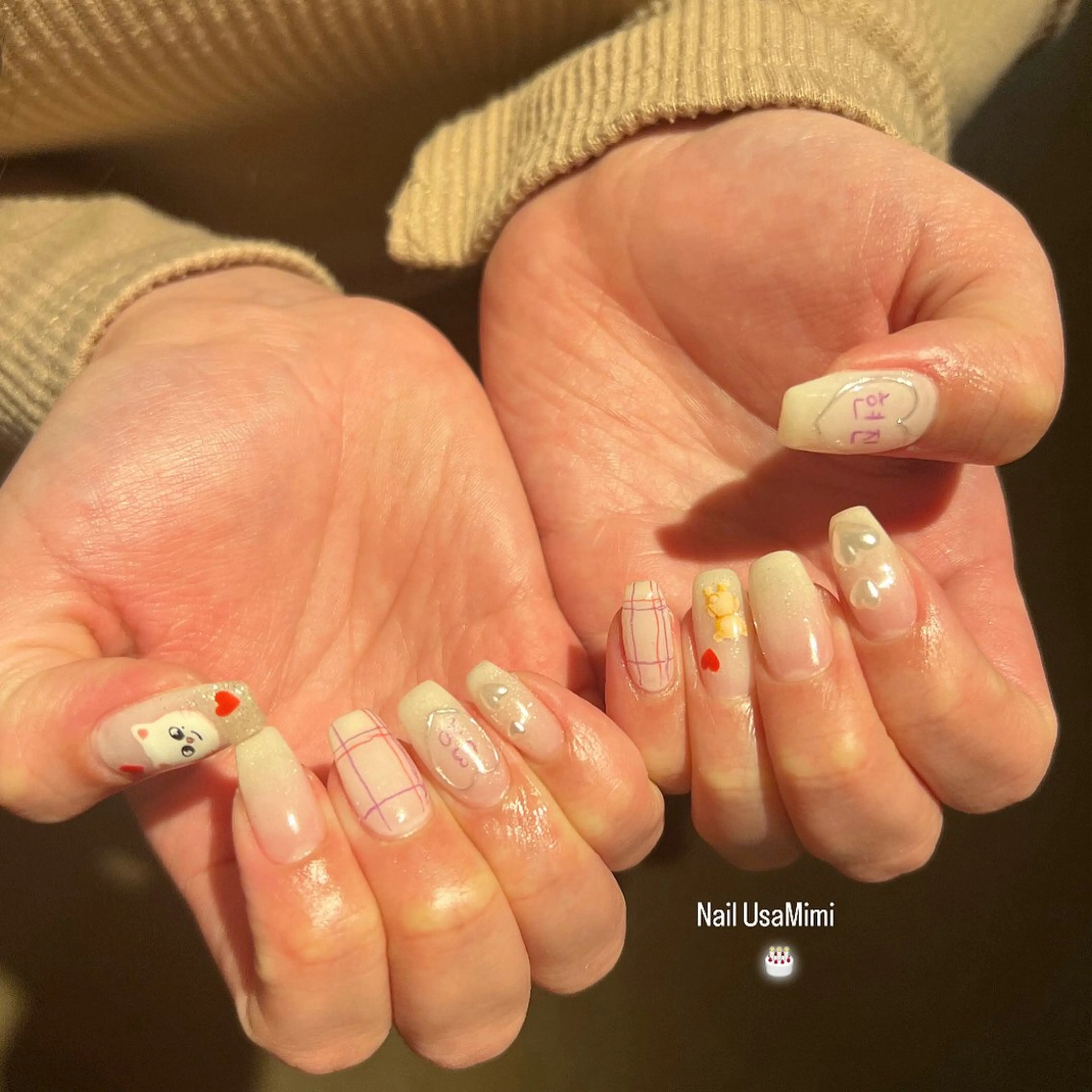 ネイル ジェルネイル 韓国ネイル マグネットネイル 持ち込み ワンカラーネイル 本町NailUsa Mimi RIKOのネイルデザイン