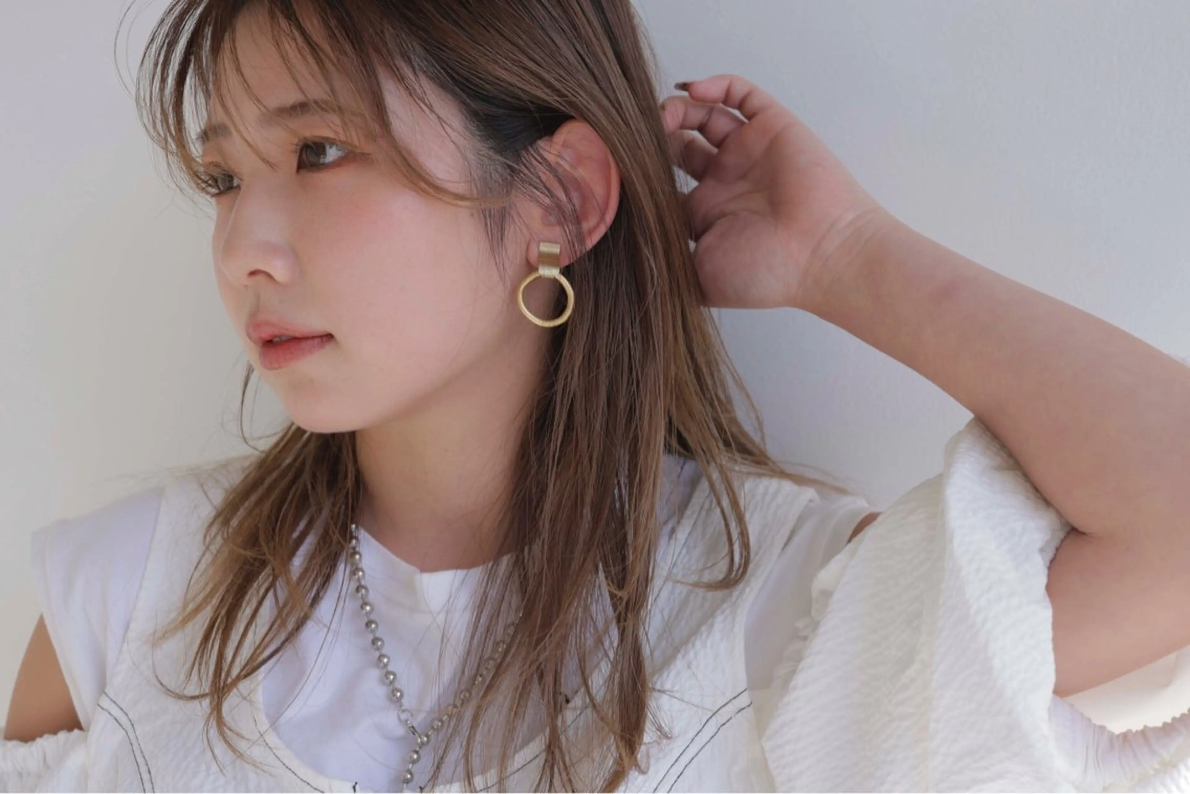 セミロング カラー パーマ 似合わせカット暖色 カラーhiyonaのヘアスタイル