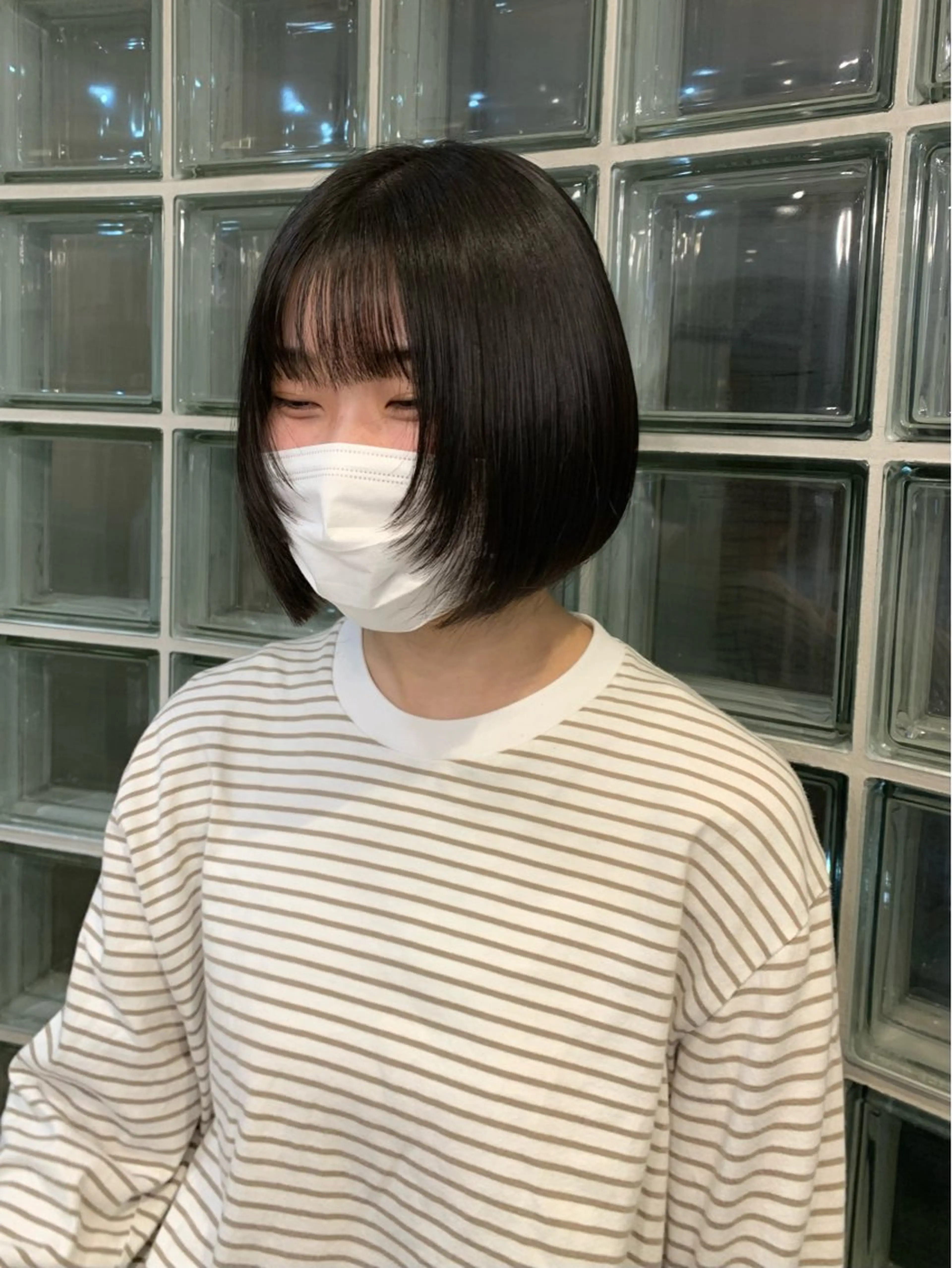 ショート 切りっぱなしボブ ボブ 顔まわりレイヤー 顔周りカット レイヤーカット カット クレハ :)のヘアスタイル