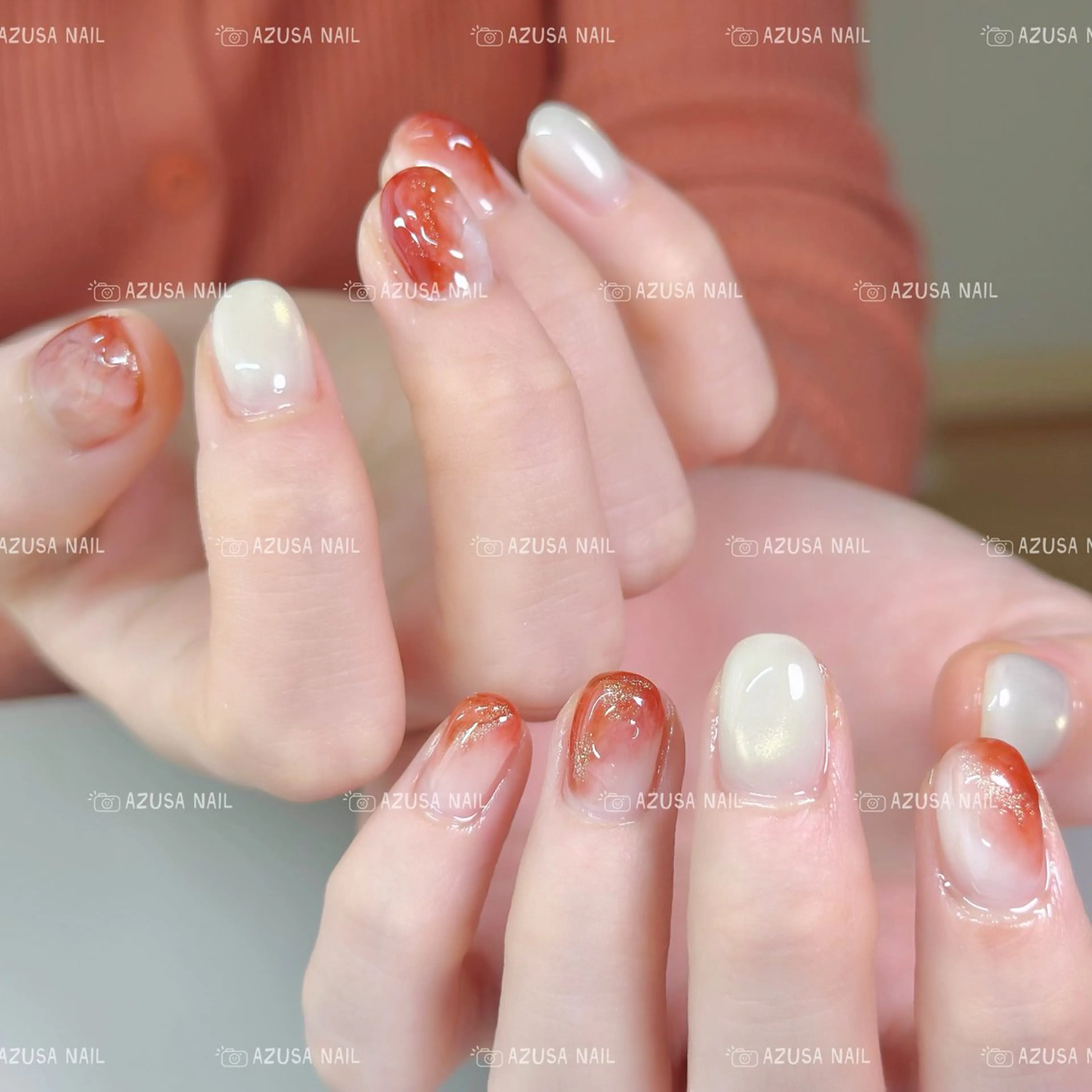 ネイル ブラウン フラッシュネイル フレンチネイル マグネットネイル 持ち込み ハンドネイル 🧸自宅ネイル あずさのネイルデザイン