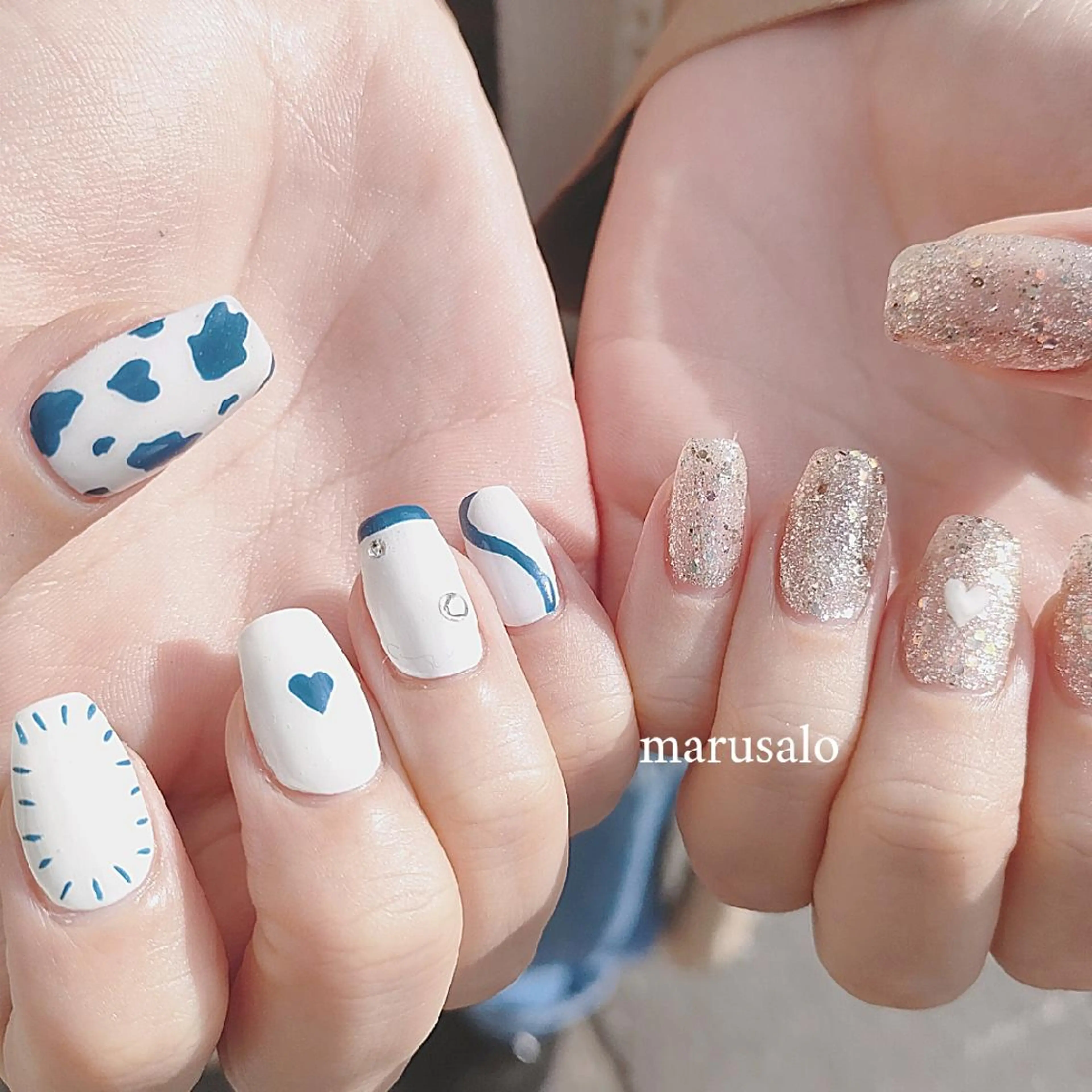 ネイル ラメ(グリッター) ニュアンスネイル 冬ネイル ハンドネイル marusalo nailのネイルデザイン