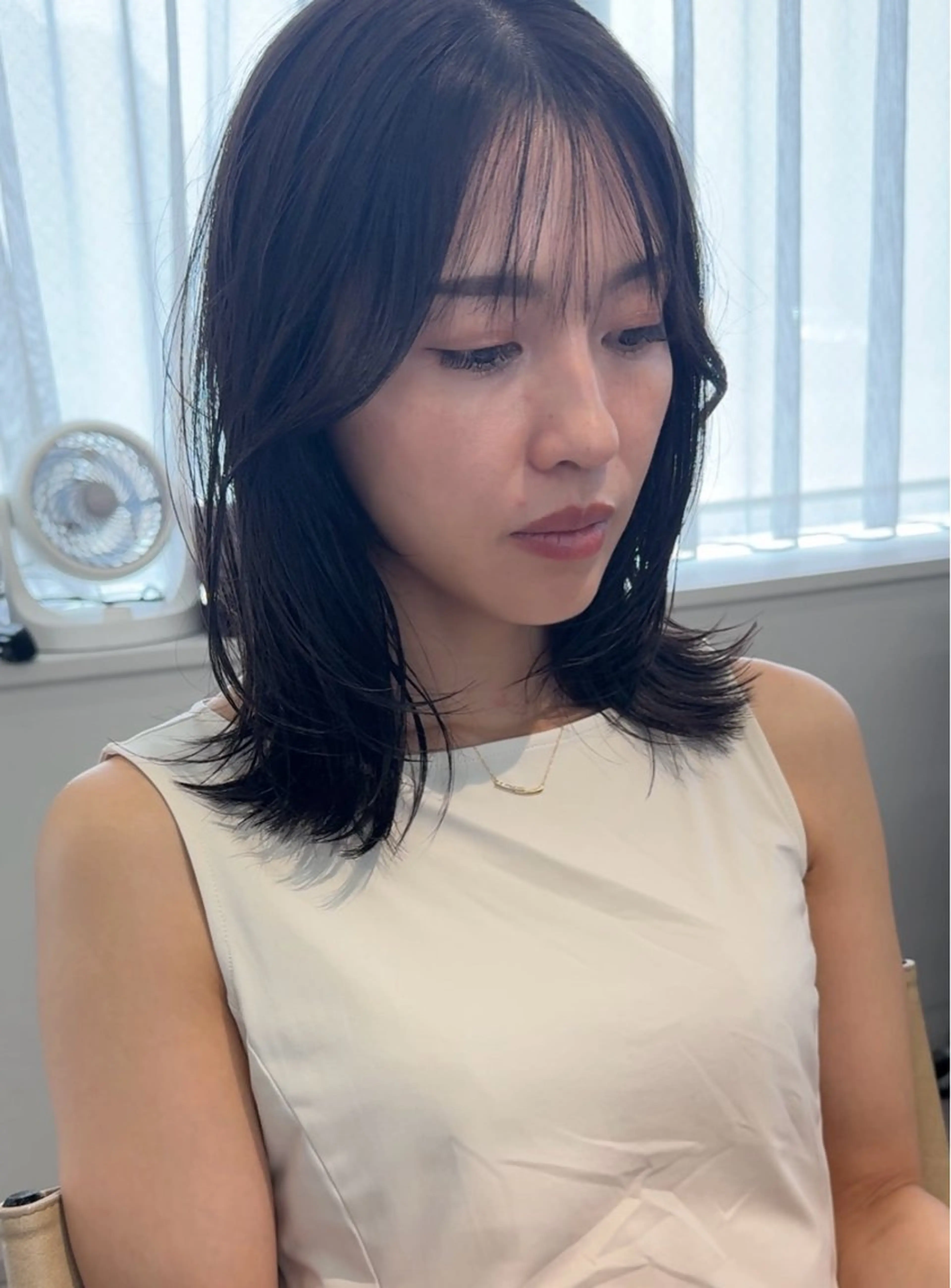 ミディアム ミディアムレイヤー くびれヘア レイヤーカット 田中 叶太のヘアスタイル